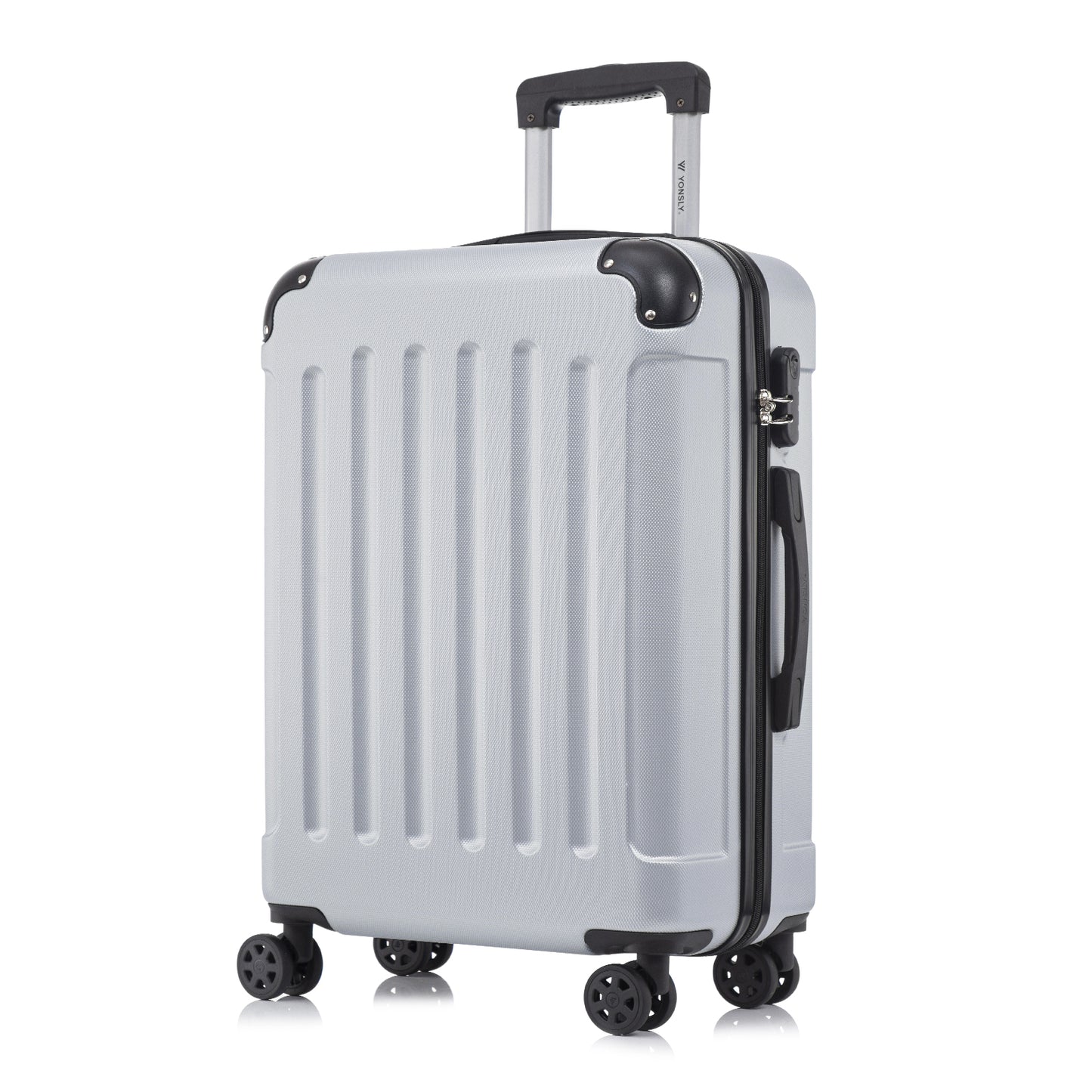 YONSLY® Suitcase, Trolley Travel Suitcase, Rolling Suitcase Carry-On with 4 360° Wheels, Hardshell Travel Suitcase, Combination Lock, Soft Rubber Handle