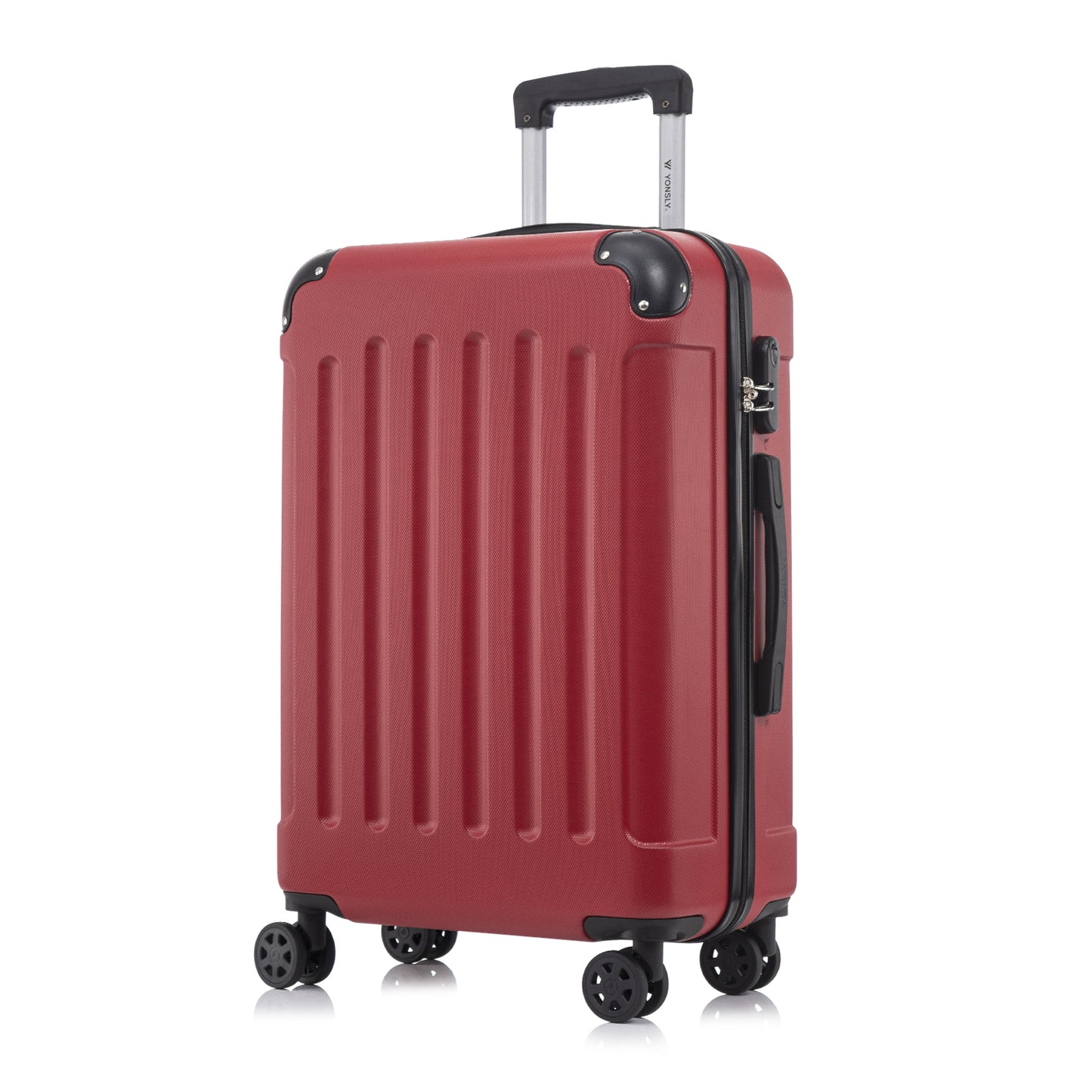 YONSLY® Suitcase, Trolley Travel Suitcase, Rolling Suitcase Carry-On with 4 360° Wheels, Hardshell Travel Suitcase, Combination Lock, Soft Rubber Handle