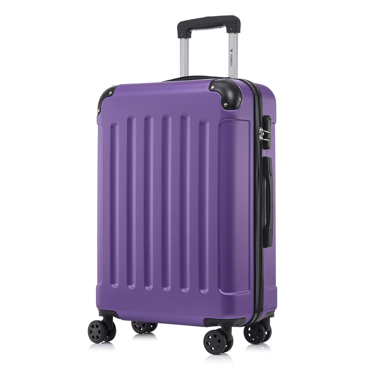 YONSLY® Suitcase, Trolley Travel Suitcase, Rolling Carry-on Luggage with 4 360° Wheels, ABS Hardshell, Security Lock, Soft Rubber Handle, 210D Lining