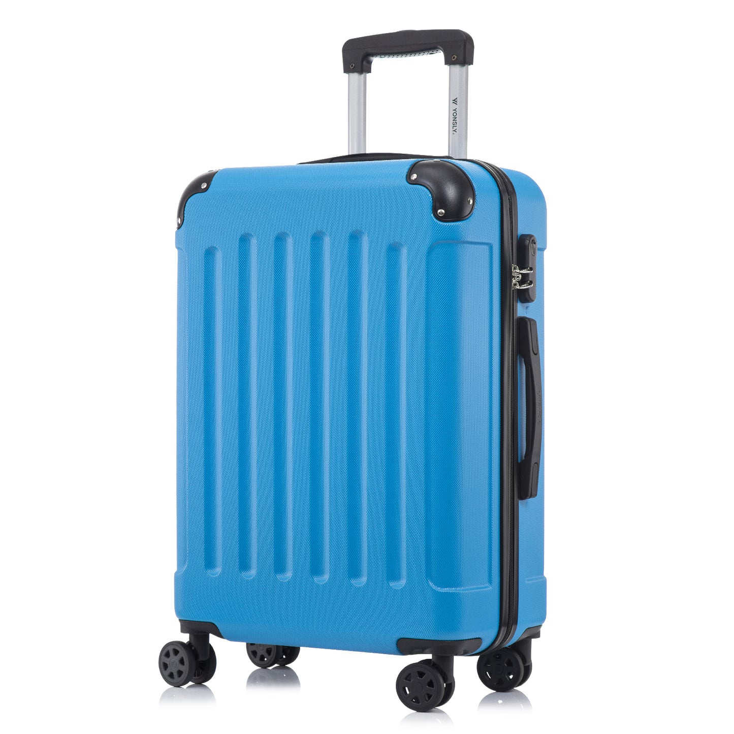 YONSLY® Suitcase, Trolley Travel Suitcase, Rolling Suitcase Carry-On with 4 360° Wheels, Hardshell Travel Suitcase, Combination Lock, Soft Rubber Handle