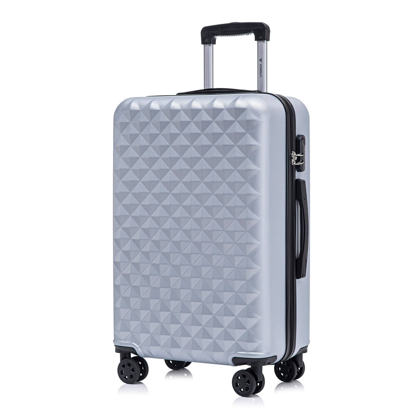 YONSLY® Suitcase, Trolley Travel Suitcase, Cabin Case Rolling Luggage Hand Luggage with 4 360° Wheels, Hard Shell Travel Suitcase, Combination Lock, Soft Rubber Handle