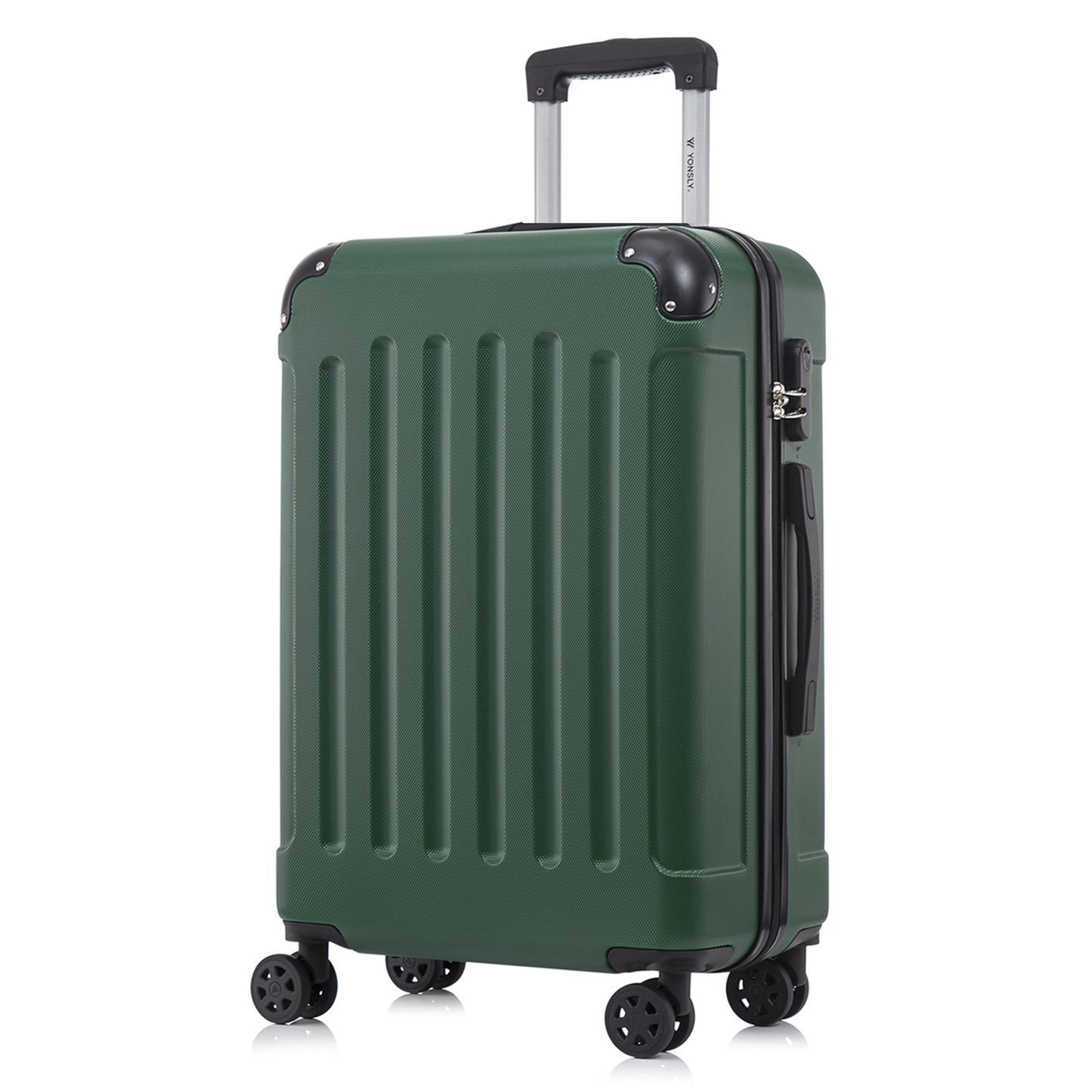 YONSLY® Suitcase, Trolley Travel Suitcase, Rolling Carry-on Luggage with 4 360° Wheels, ABS Hardshell, Security Lock, Soft Rubber Handle, 210D Lining