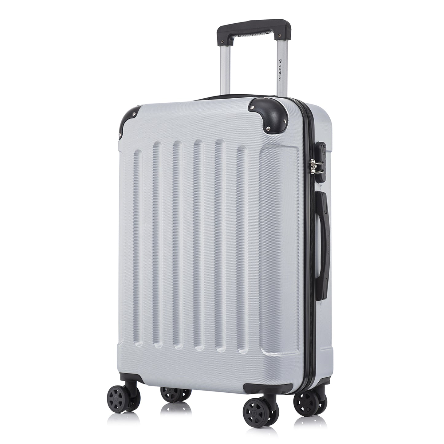 YONSLY® Suitcase, Trolley Travel Suitcase, Rolling Carry-on Luggage with 4 360° Wheels, ABS Hardshell, Security Lock, Soft Rubber Handle, 210D Lining