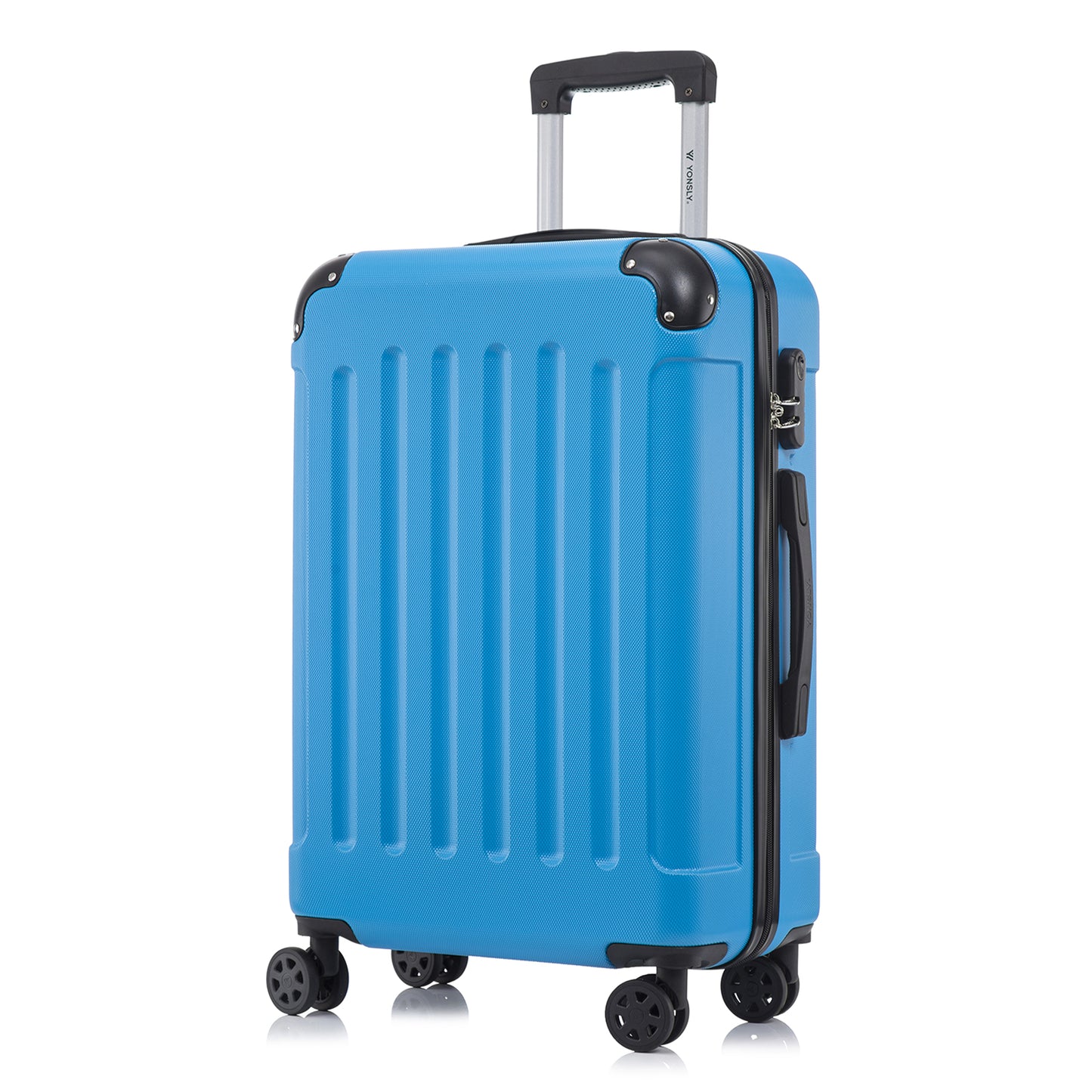 YONSLY® Suitcase, Trolley Travel Suitcase, Rolling Carry-on Luggage with 4 360° Wheels, ABS Hardshell, Security Lock, Soft Rubber Handle, 210D Lining