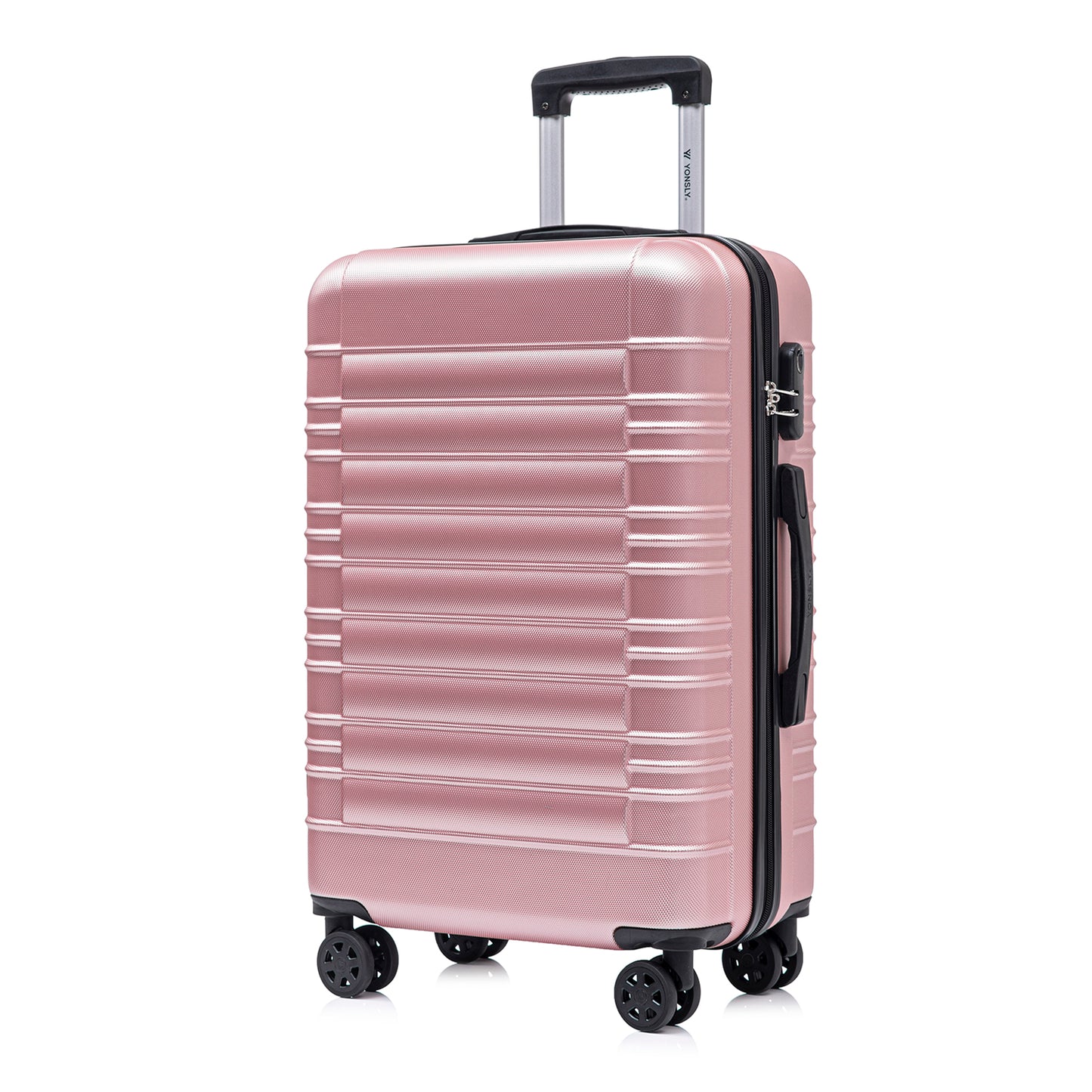 YONSLY® Suitcase, Trolley Suitcase, Cabin Luggage with 4 360° Wheels, Hardshell Suitcase, Combination Lock, Soft Rubber Handle