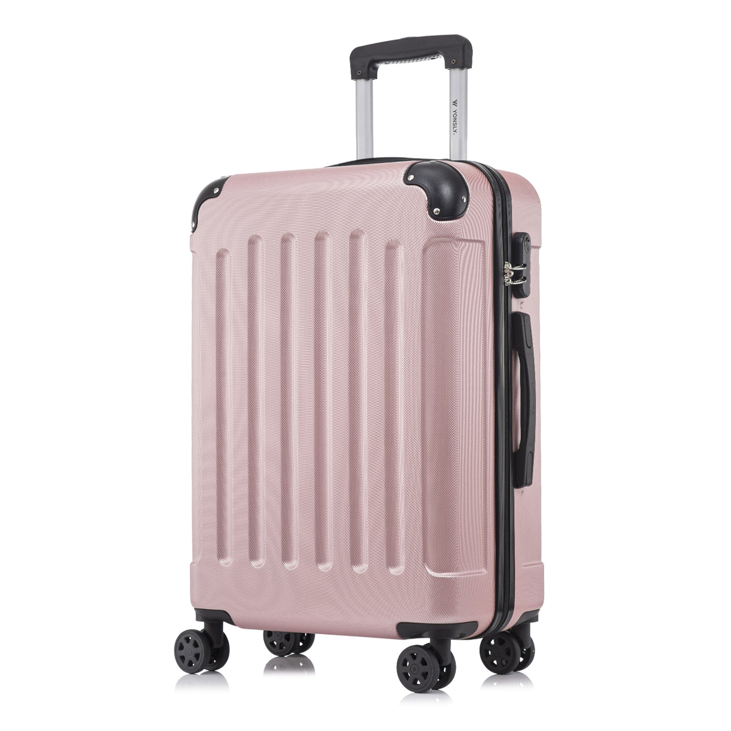 YONSLY® Suitcase, Trolley Travel Suitcase, Rolling Suitcase Carry-On with 4 360° Wheels, Hardshell Travel Suitcase, Combination Lock, Soft Rubber Handle