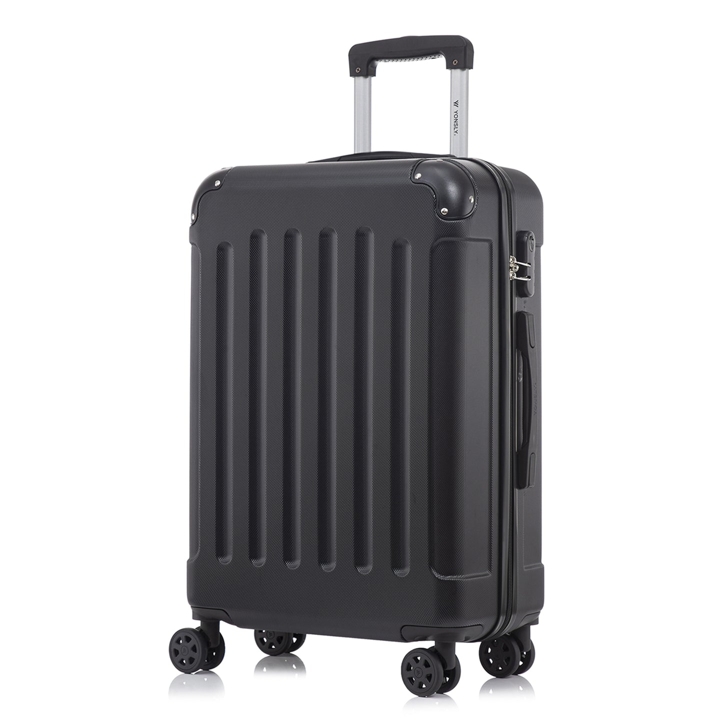 YONSLY® Suitcase, Trolley Travel Suitcase, Rolling Carry-on Luggage with 4 360° Wheels, ABS Hardshell, Security Lock, Soft Rubber Handle, 210D Lining