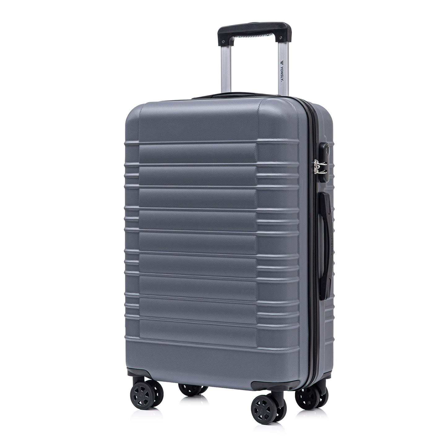 YONSLY® Suitcase, Trolley Suitcase, Cabin Luggage with 4 360° Wheels, Hardshell Suitcase, Combination Lock, Soft Rubber Handle