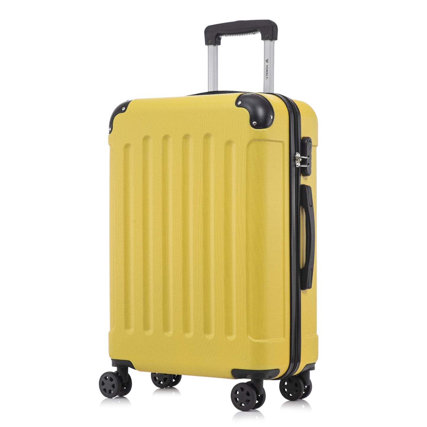YONSLY® Suitcase, Trolley Travel Suitcase, Rolling Suitcase Carry-On with 4 360° Wheels, Hardshell Travel Suitcase, Combination Lock, Soft Rubber Handle