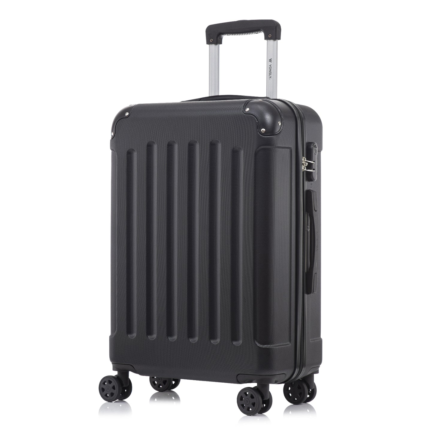 YONSLY® Trolley Suitcase, Travel Suitcase, Carry-On Suitcase, Hardshell Suitcase with 4 360° Wheels, Combination Lock, Soft Rubber Handle for Travel, Camping