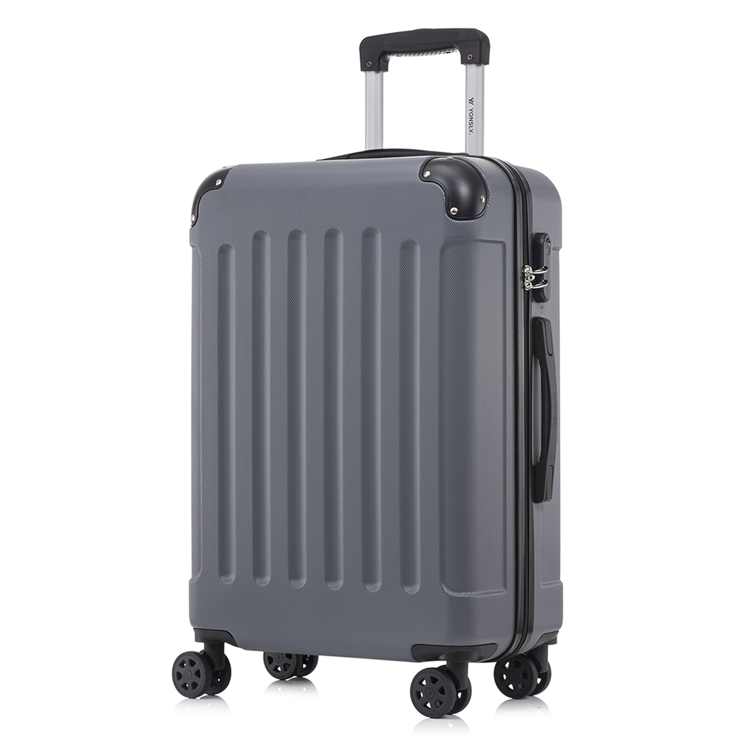 YONSLY® Suitcase, Trolley Travel Suitcase, Rolling Carry-on Luggage with 4 360° Wheels, ABS Hardshell, Security Lock, Soft Rubber Handle, 210D Lining