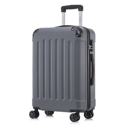 YONSLY® Suitcase, Trolley Travel Suitcase, Rolling Carry-on Luggage with 4 360° Wheels, ABS Hardshell, Security Lock, Soft Rubber Handle, 210D Lining