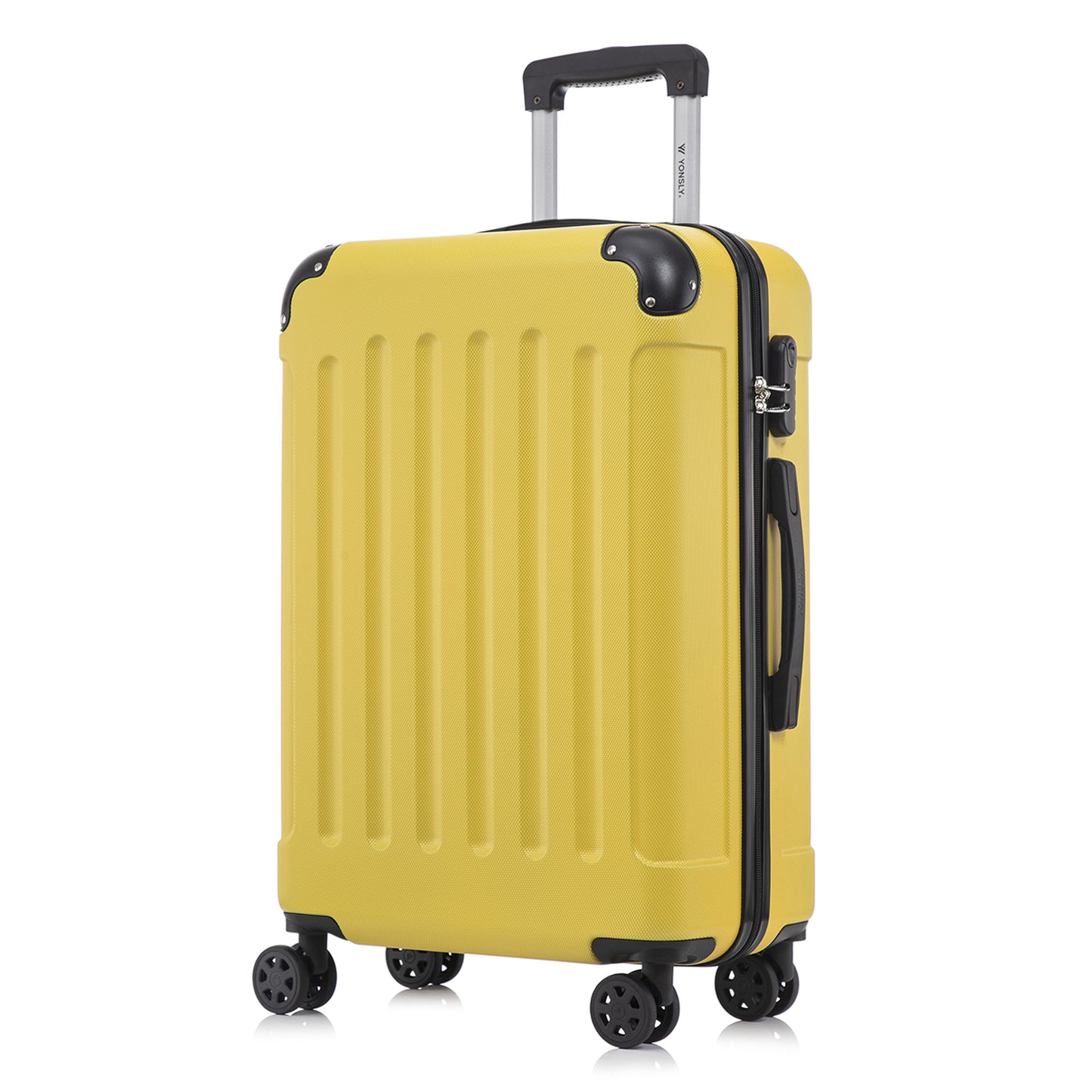 YONSLY® Suitcase, Trolley Travel Suitcase, Rolling Carry-on Luggage with 4 360° Wheels, ABS Hardshell, Security Lock, Soft Rubber Handle, 210D Lining
