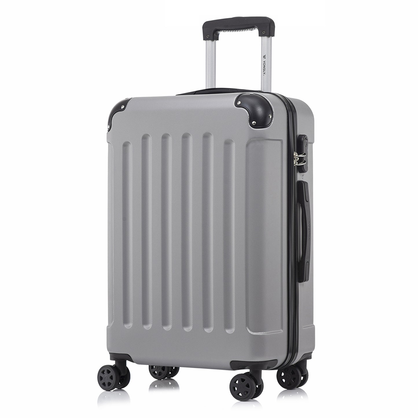 YONSLY® Suitcase, Trolley Travel Suitcase, Rolling Carry-on Luggage with 4 360° Wheels, ABS Hardshell, Security Lock, Soft Rubber Handle, 210D Lining