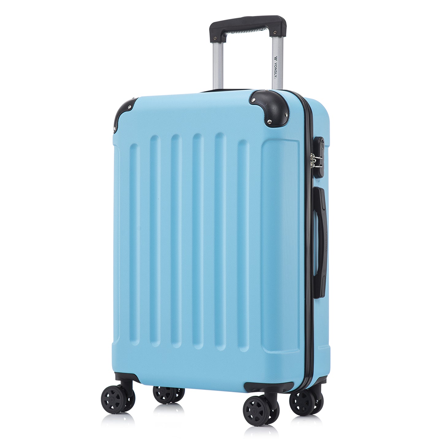 YONSLY® Suitcase, Trolley Travel Suitcase, Rolling Carry-on Luggage with 4 360° Wheels, ABS Hardshell, Security Lock, Soft Rubber Handle, 210D Lining
