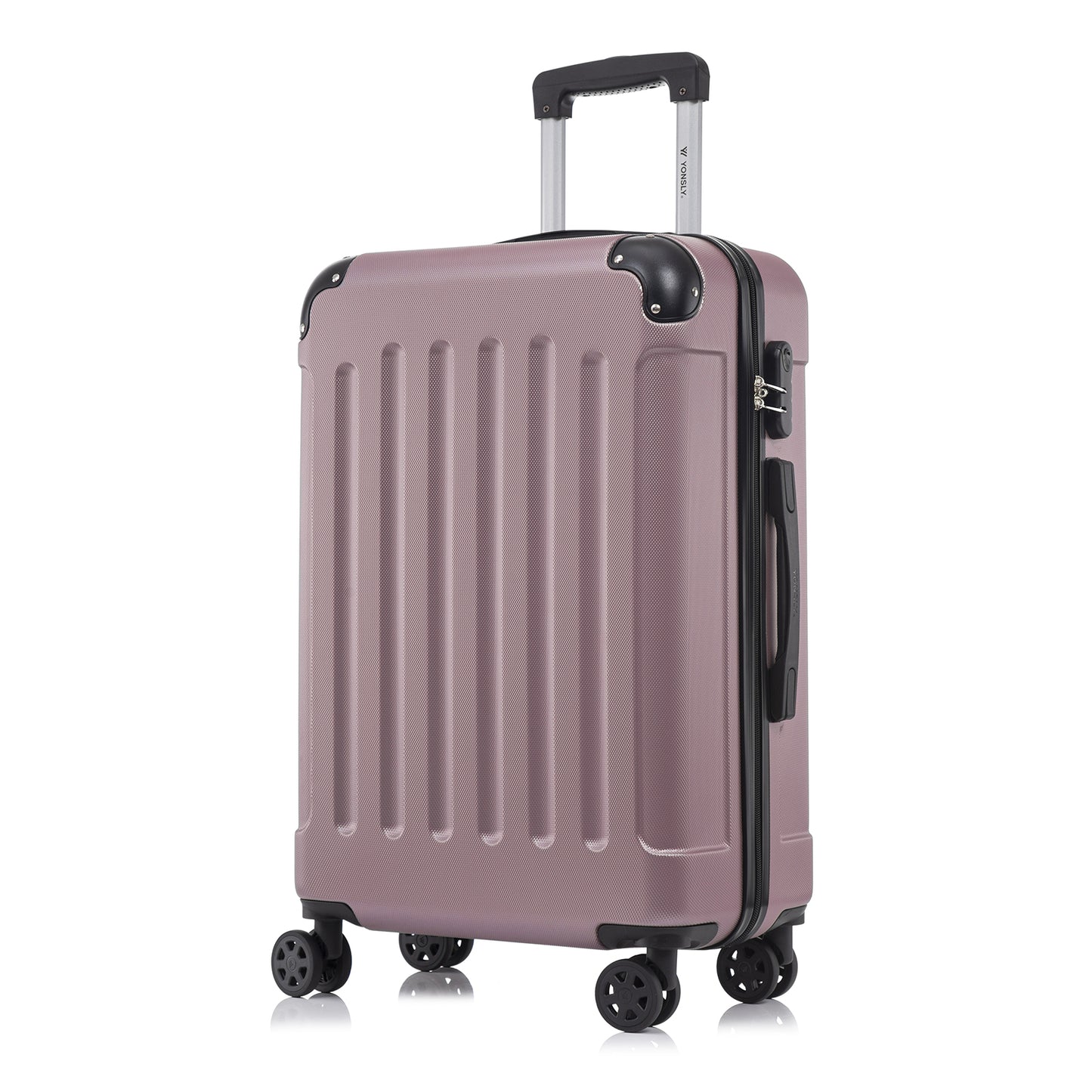 YONSLY® Suitcase, Trolley Travel Suitcase, Rolling Carry-on Luggage with 4 360° Wheels, ABS Hardshell, Security Lock, Soft Rubber Handle, 210D Lining