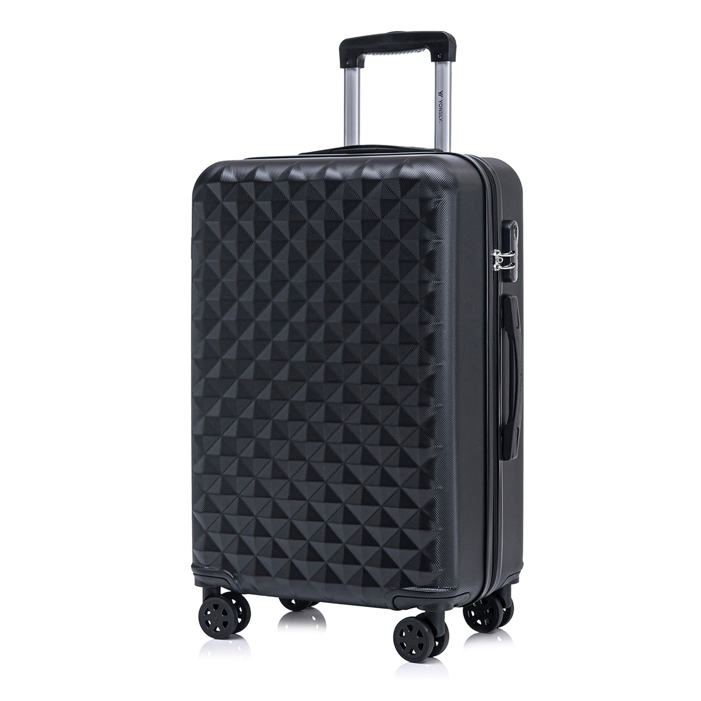 YONSLY® Suitcase, Trolley Travel Suitcase, Cabin Case Rolling Luggage Hand Luggage with 4 360° Wheels, Hard Shell Travel Suitcase, Combination Lock, Soft Rubber Handle