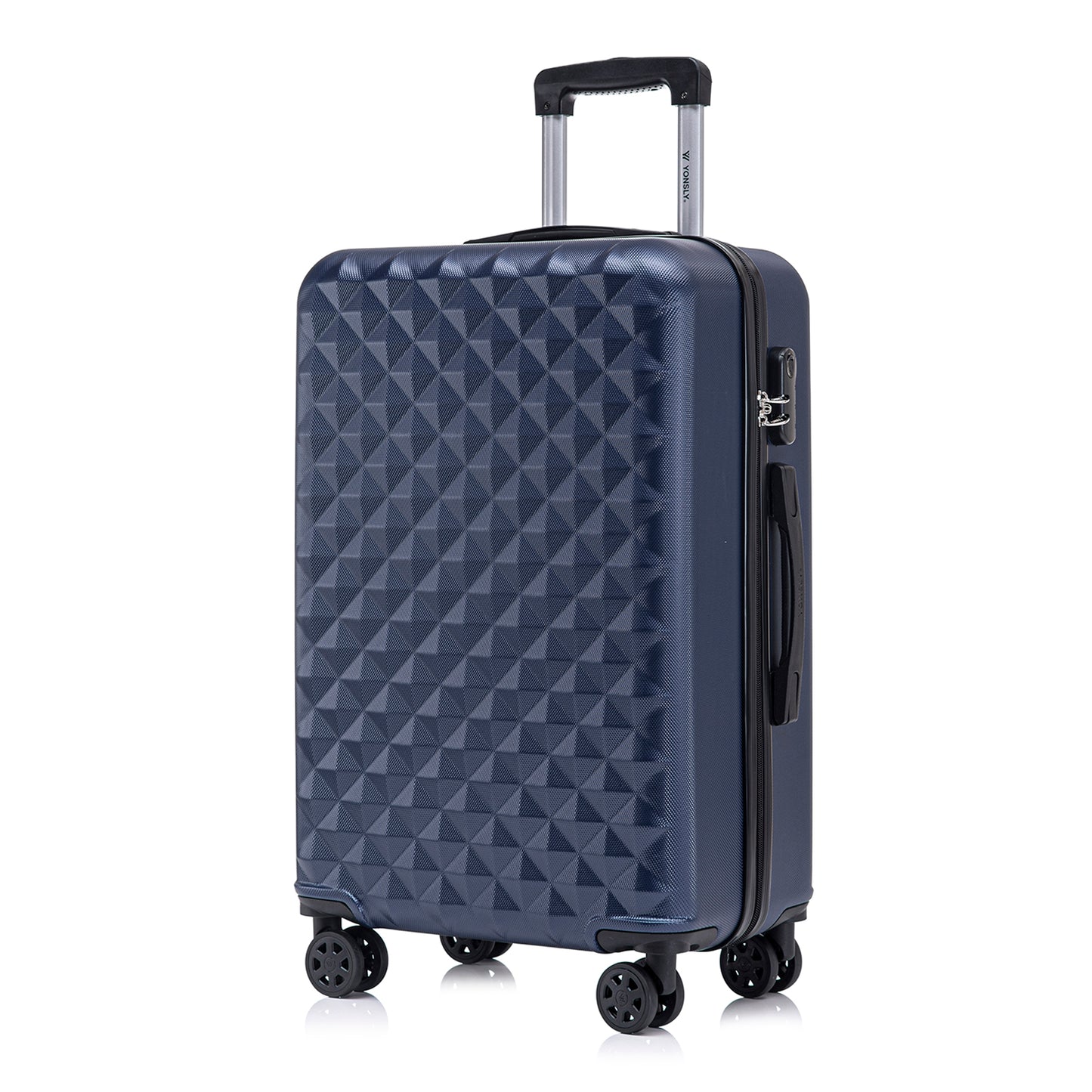 YONSLY® Suitcase, Trolley Travel Suitcase, Cabin Case Rolling Luggage Hand Luggage with 4 360° Wheels, Hard Shell Travel Suitcase, Combination Lock, Soft Rubber Handle