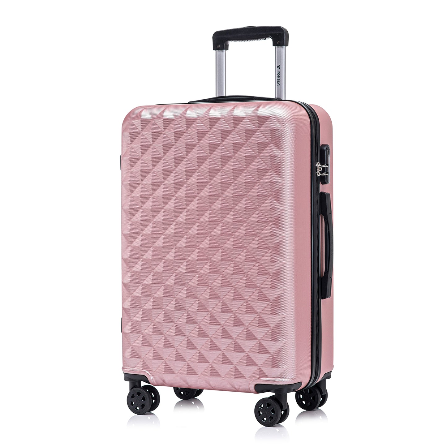 YONSLY® Suitcase, Trolley Travel Suitcase, Cabin Case Rolling Luggage Hand Luggage with 4 360° Wheels, Hard Shell Travel Suitcase, Combination Lock, Soft Rubber Handle