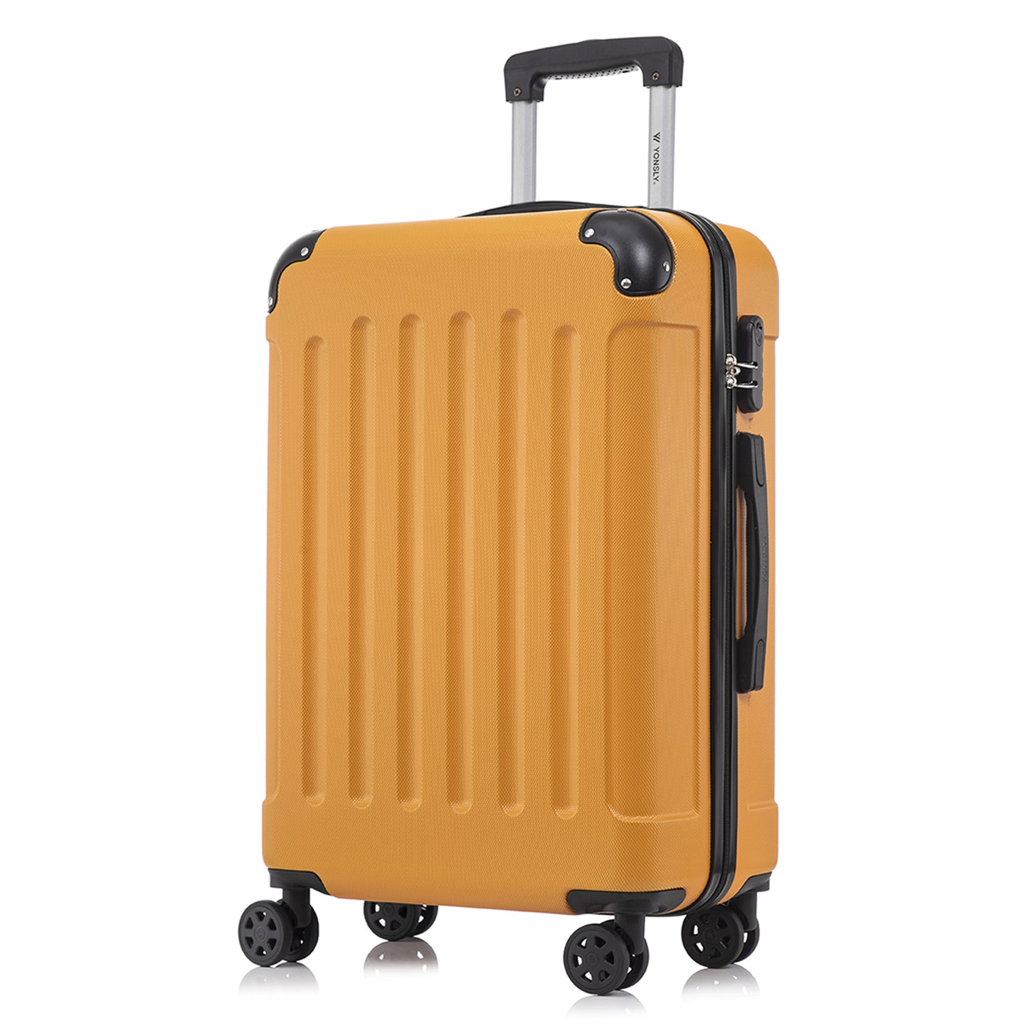 YONSLY® Suitcase, Trolley Travel Suitcase, Rolling Carry-on Luggage with 4 360° Wheels, ABS Hardshell, Security Lock, Soft Rubber Handle, 210D Lining