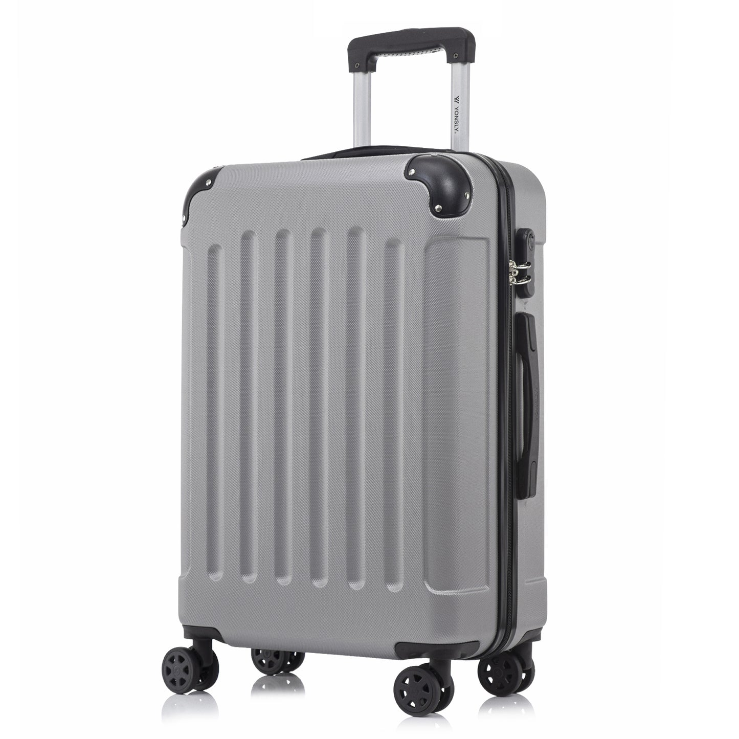 YONSLY® Trolley Suitcase, Travel Suitcase, Carry-On Suitcase, Hardshell Suitcase with 4 360° Wheels, Combination Lock, Soft Rubber Handle for Travel, Camping