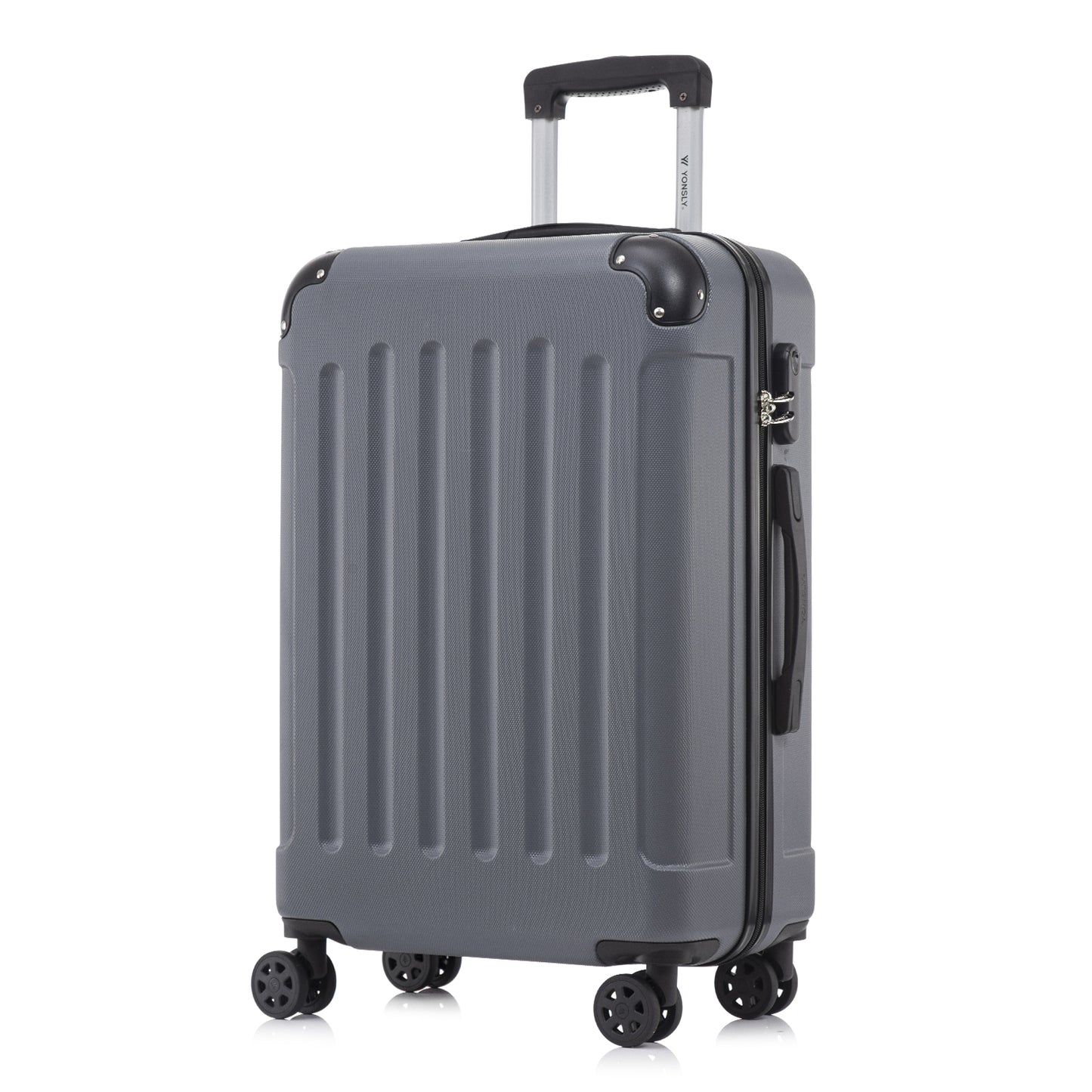 YONSLY® Suitcase, Trolley Travel Suitcase, Rolling Suitcase Carry-On with 4 360° Wheels, Hardshell Travel Suitcase, Combination Lock, Soft Rubber Handle