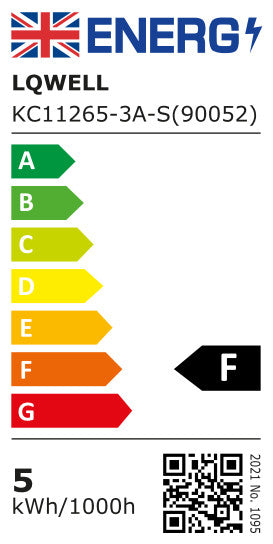 Energieeffizienzlabel der LQWELL LED-Deckenleuchte, 5 kWh/1000h, Effizienz F
