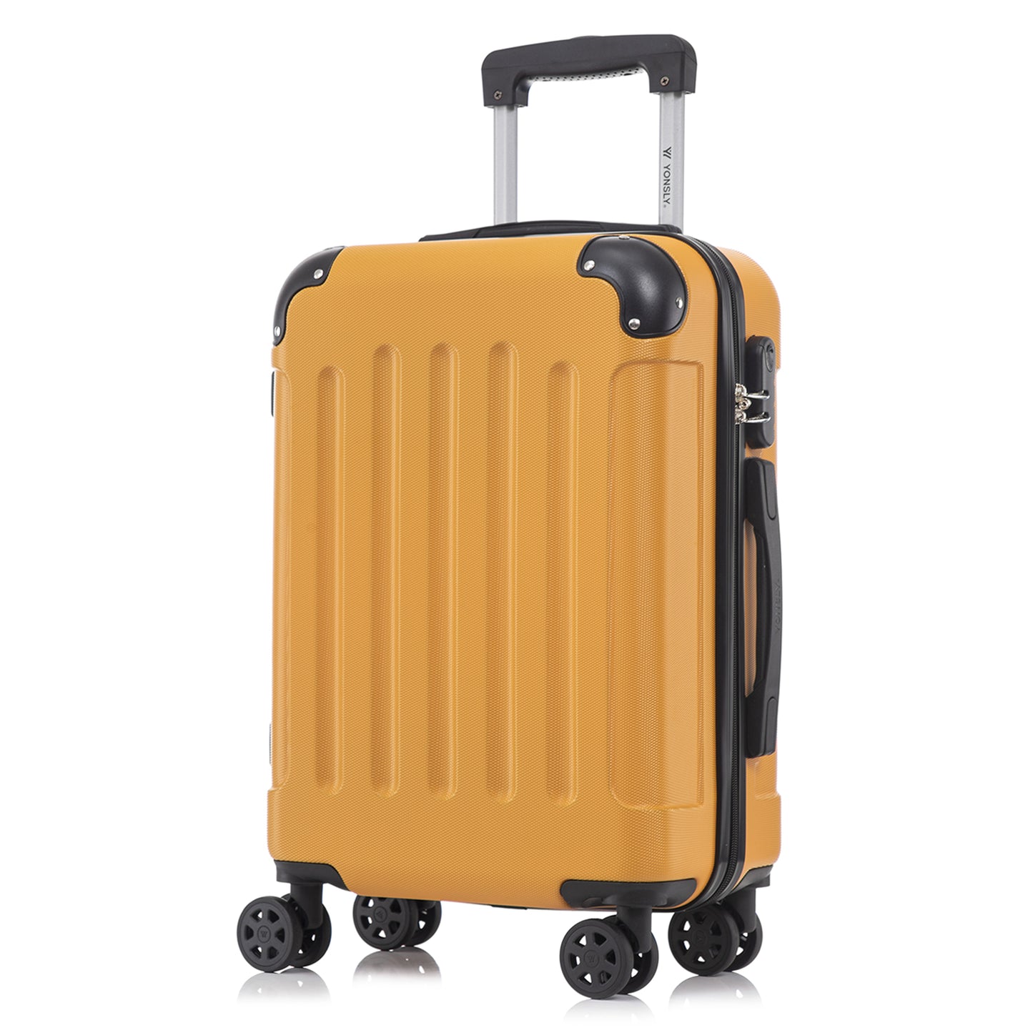 YONSLY® Suitcase, Trolley Travel Suitcase, Rolling Carry-on Luggage with 4 360° Wheels, ABS Hardshell, Security Lock, Soft Rubber Handle, 210D Lining