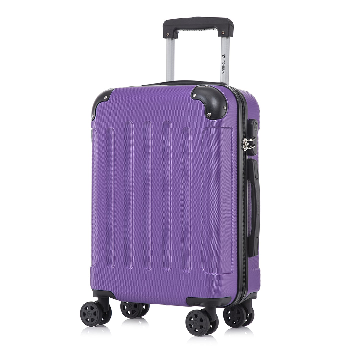 YONSLY® Suitcase, Trolley Travel Suitcase, Rolling Carry-on Luggage with 4 360° Wheels, ABS Hardshell, Security Lock, Soft Rubber Handle, 210D Lining