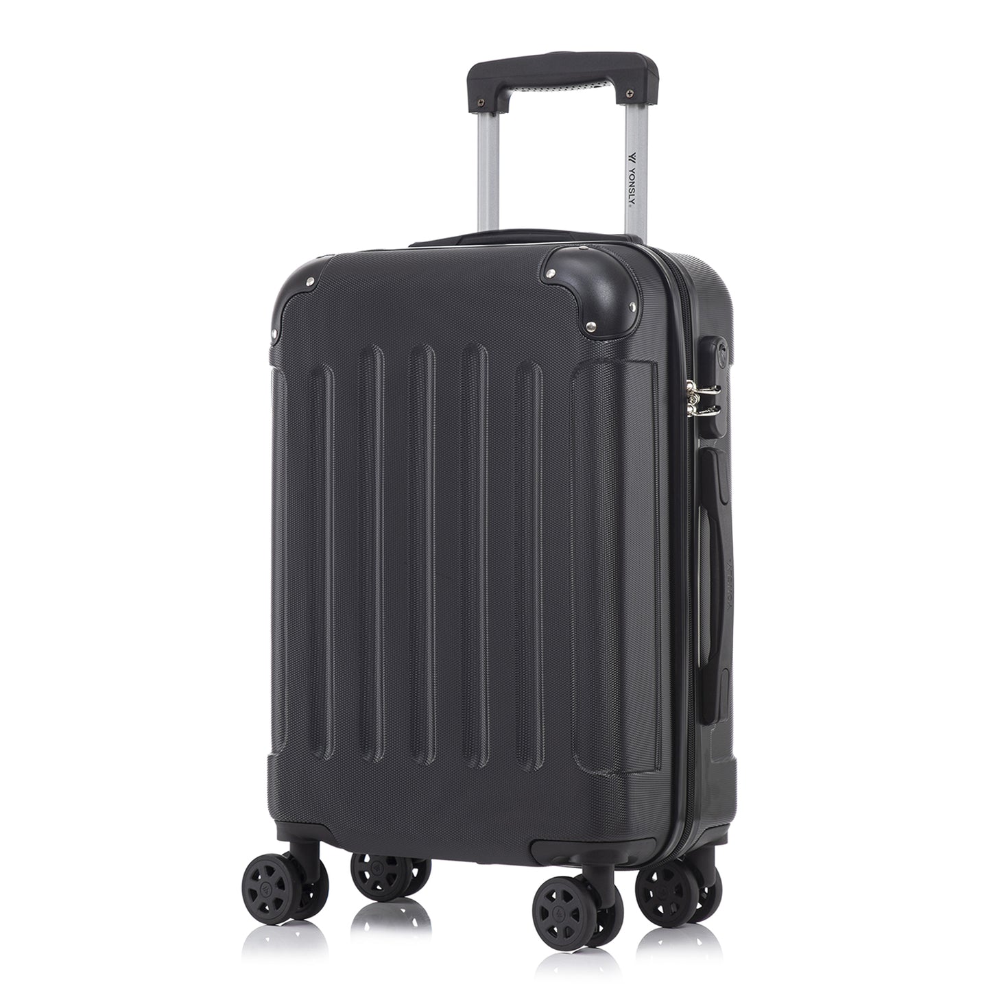 YONSLY® Suitcase, Trolley Travel Suitcase, Rolling Carry-on Luggage with 4 360° Wheels, ABS Hardshell, Security Lock, Soft Rubber Handle, 210D Lining