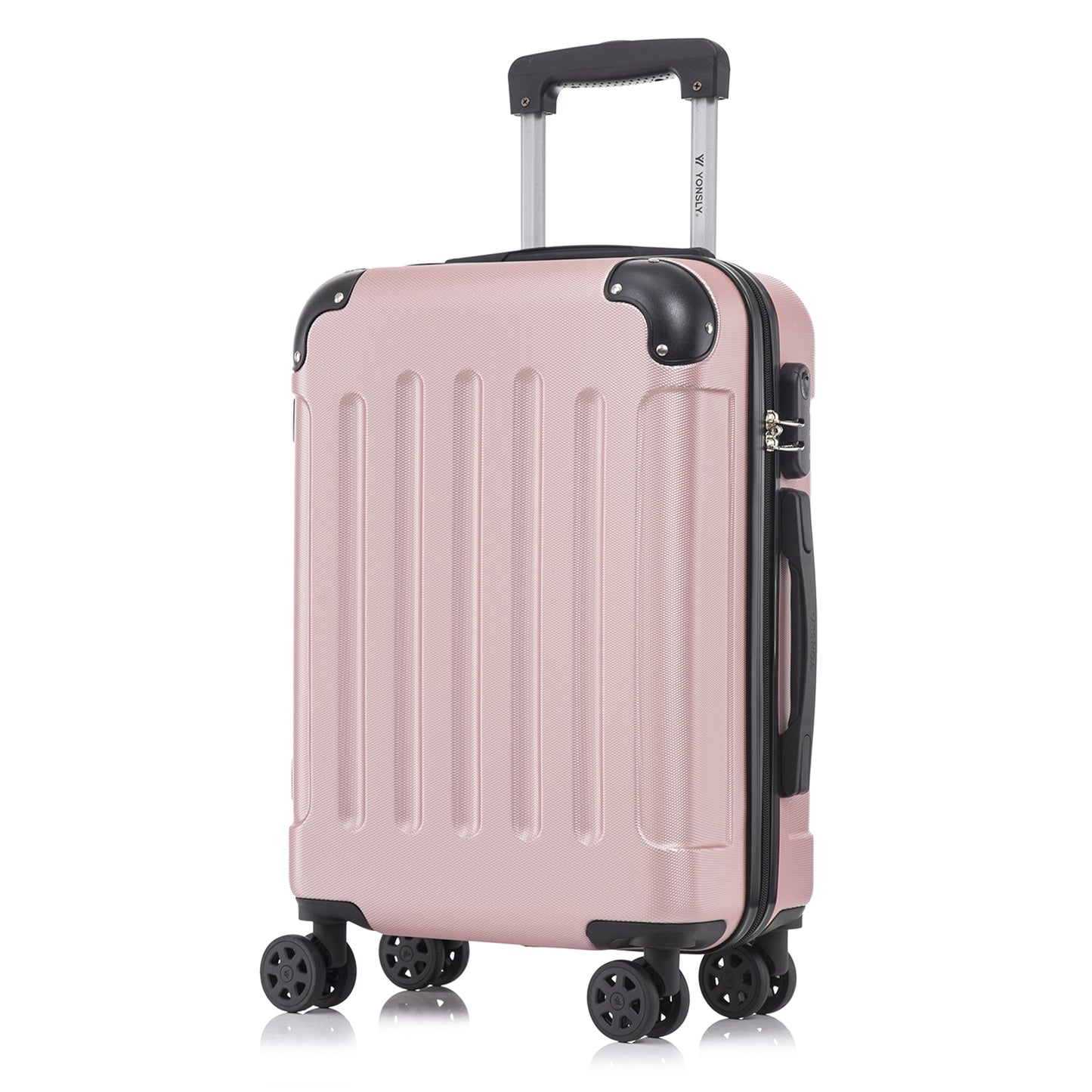 YONSLY® Suitcase, Trolley Travel Suitcase, Rolling Carry-on Luggage with 4 360° Wheels, ABS Hardshell, Security Lock, Soft Rubber Handle, 210D Lining