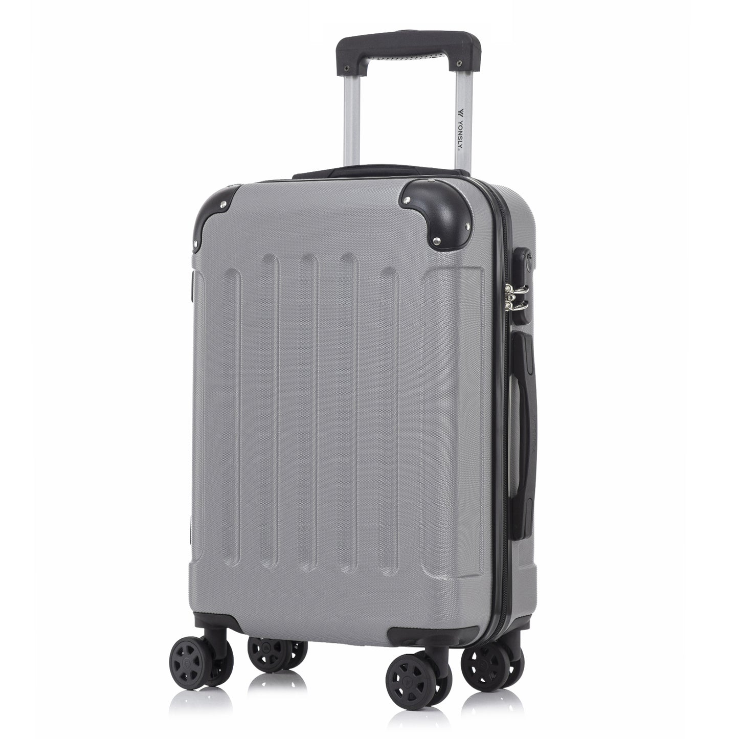 YONSLY® Suitcase, Trolley Travel Suitcase, Rolling Suitcase Carry-On with 4 360° Wheels, Hardshell Travel Suitcase, Combination Lock, Soft Rubber Handle
