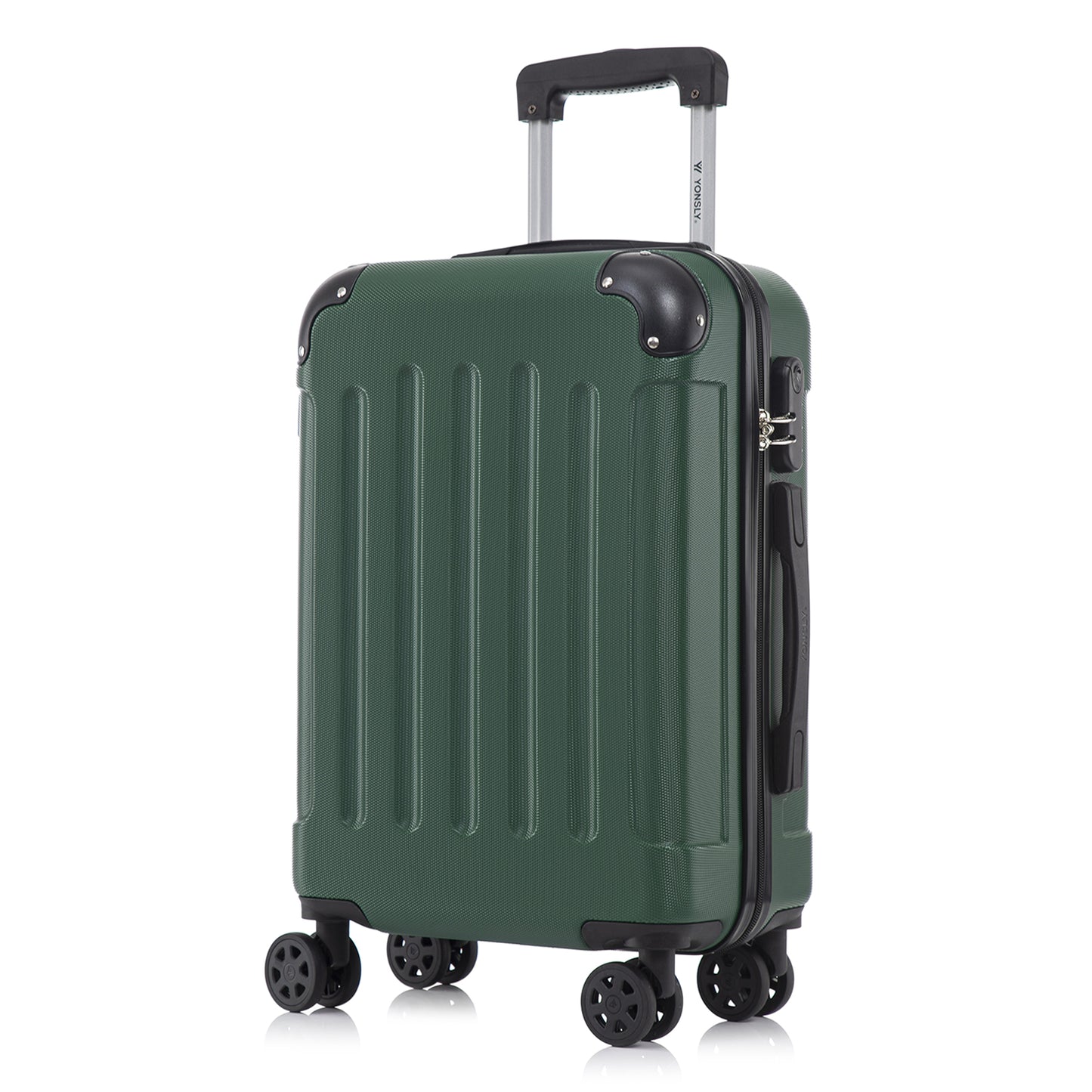 YONSLY® Suitcase, Trolley Travel Suitcase, Rolling Carry-on Luggage with 4 360° Wheels, ABS Hardshell, Security Lock, Soft Rubber Handle, 210D Lining