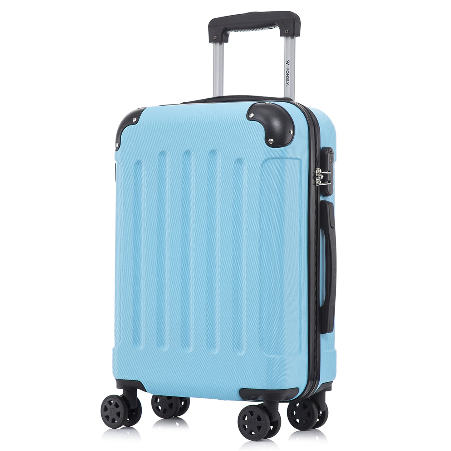 YONSLY® Suitcase, Trolley Travel Suitcase, Rolling Carry-on Luggage with 4 360° Wheels, ABS Hardshell, Security Lock, Soft Rubber Handle, 210D Lining
