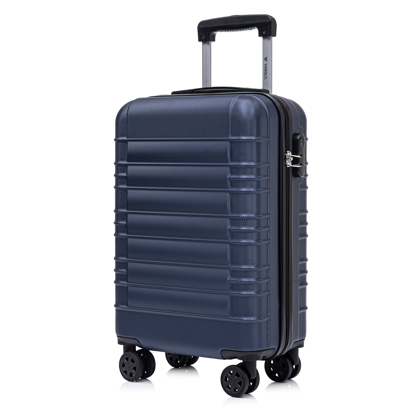 YONSLY® Suitcase, Trolley Suitcase, Cabin Luggage with 4 360° Wheels, Hardshell Suitcase, Combination Lock, Soft Rubber Handle