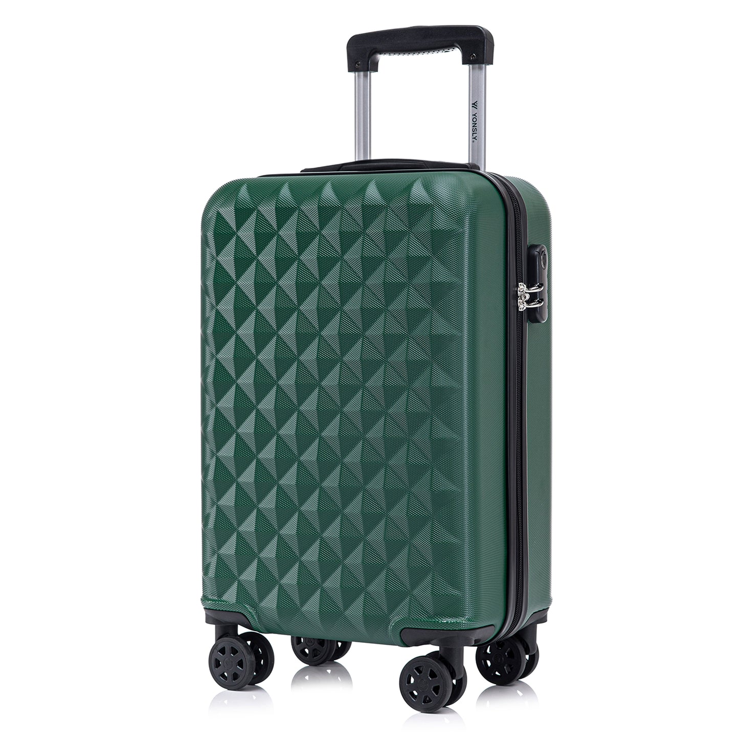 YONSLY® Suitcase, Trolley Travel Suitcase, Cabin Case Rolling Luggage Hand Luggage with 4 360° Wheels, Hard Shell Travel Suitcase, Combination Lock, Soft Rubber Handle