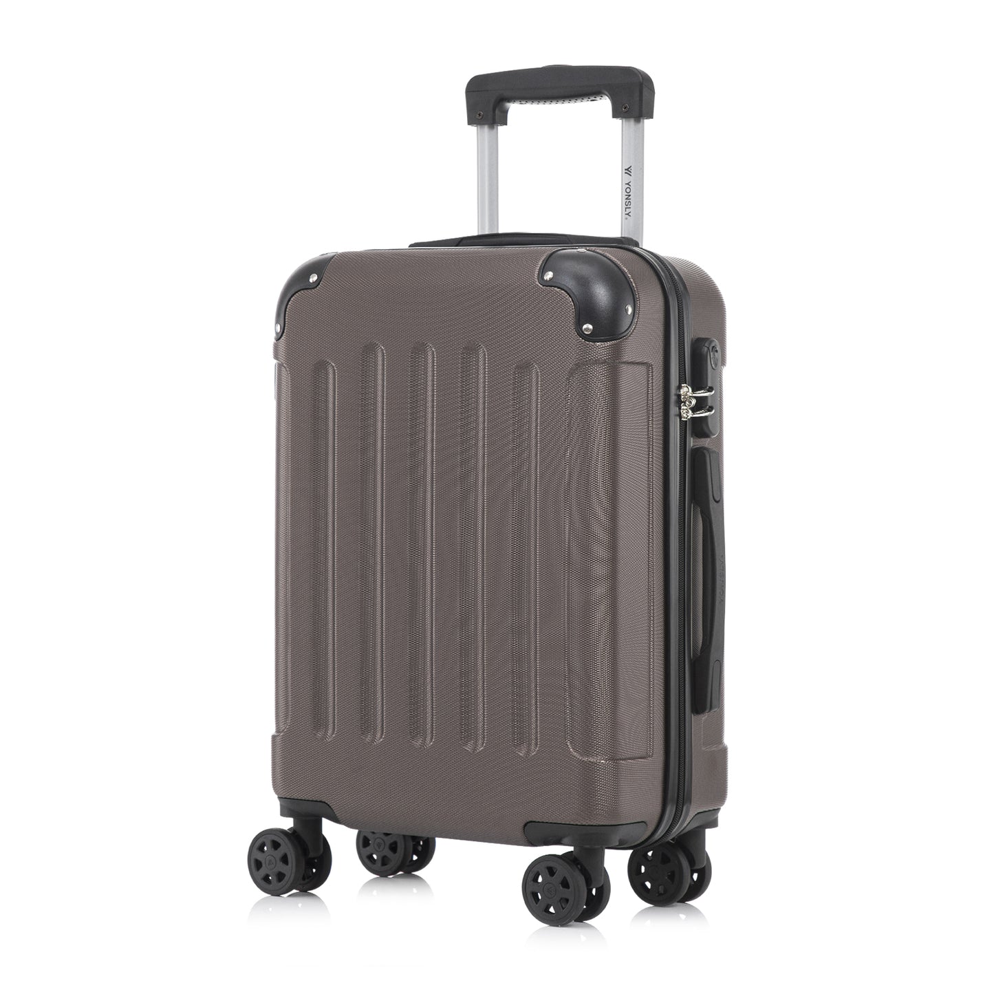 YONSLY® Suitcase, Trolley Travel Suitcase, Rolling Suitcase Carry-On with 4 360° Wheels, Hardshell Travel Suitcase, Combination Lock, Soft Rubber Handle