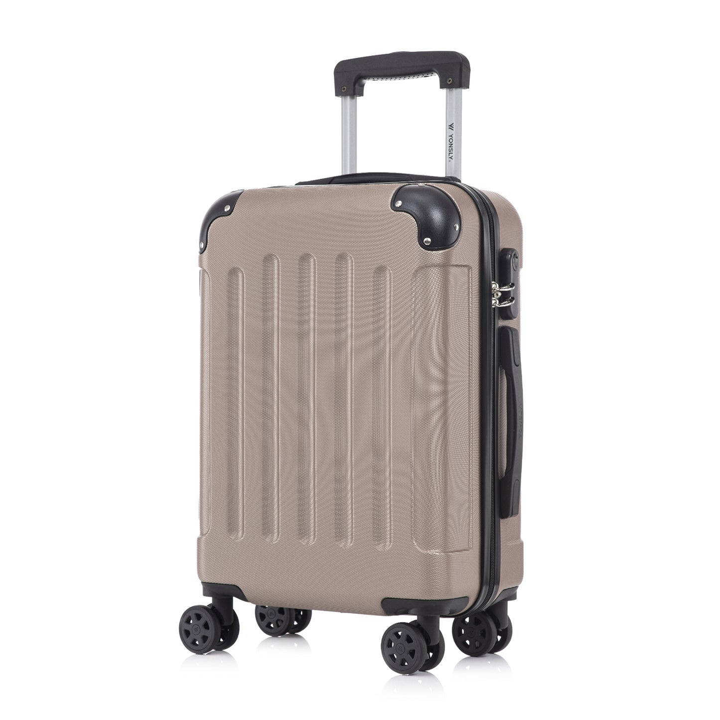 YONSLY® Suitcase, Trolley Travel Suitcase, Rolling Suitcase Carry-On with 4 360° Wheels, Hardshell Travel Suitcase, Combination Lock, Soft Rubber Handle