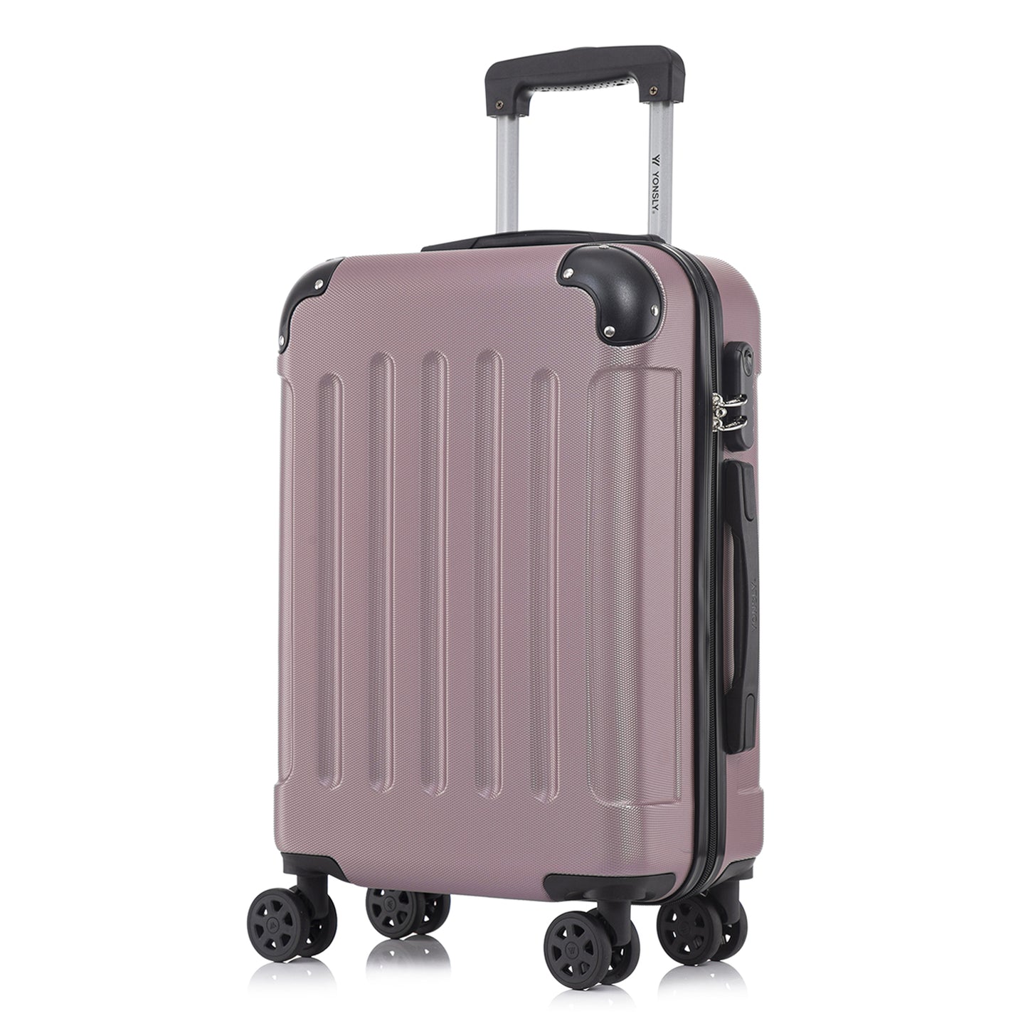 YONSLY® Suitcase, Trolley Travel Suitcase, Rolling Carry-on Luggage with 4 360° Wheels, ABS Hardshell, Security Lock, Soft Rubber Handle, 210D Lining
