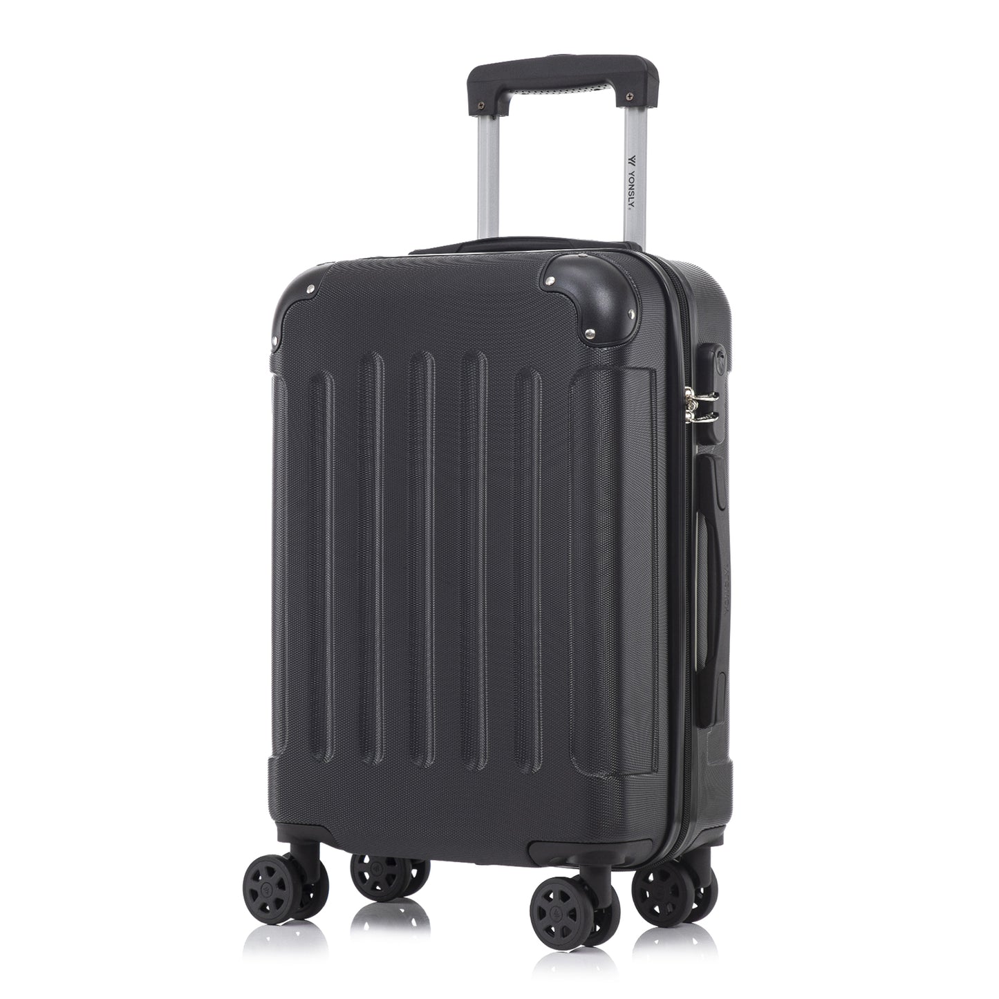 YONSLY® Trolley Suitcase, Travel Suitcase, Carry-On Suitcase, Hardshell Suitcase with 4 360° Wheels, Combination Lock, Soft Rubber Handle for Travel, Camping