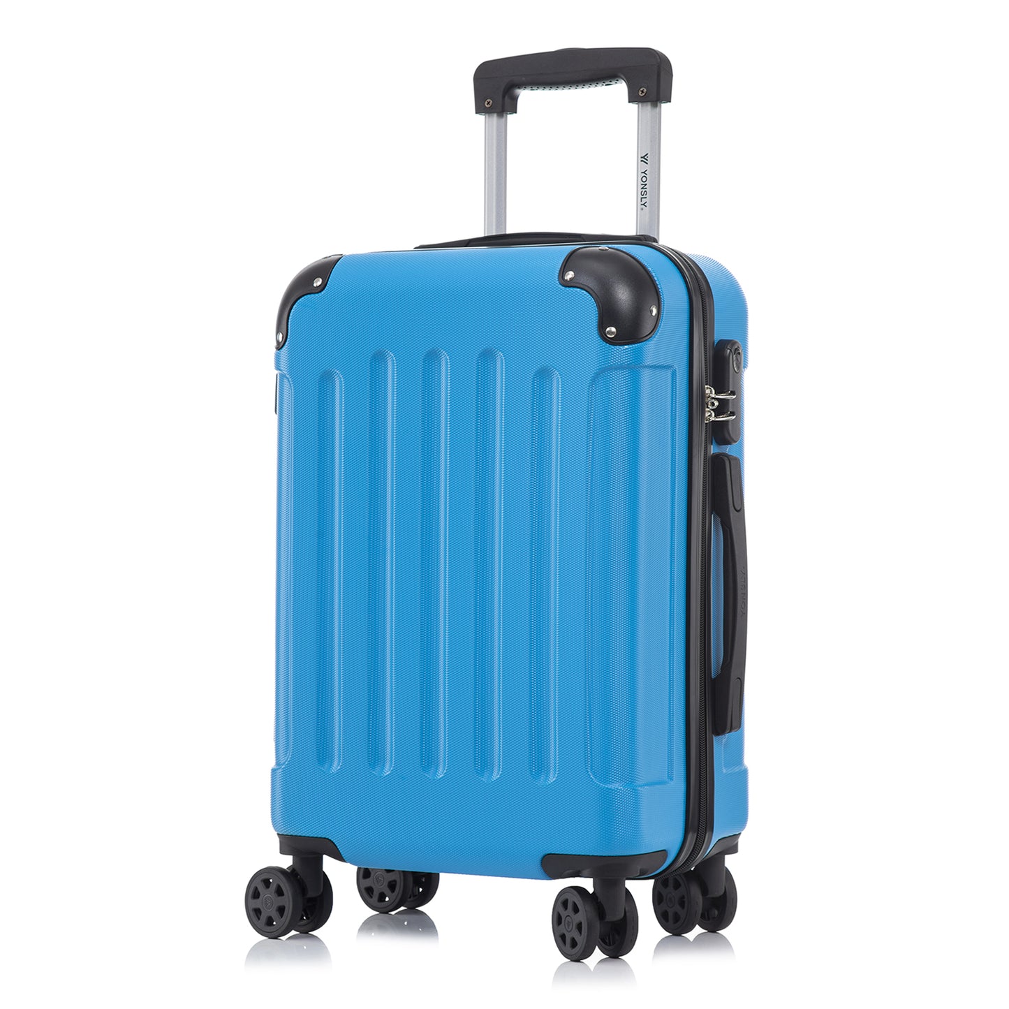 YONSLY® Suitcase, Trolley Travel Suitcase, Rolling Carry-on Luggage with 4 360° Wheels, ABS Hardshell, Security Lock, Soft Rubber Handle, 210D Lining