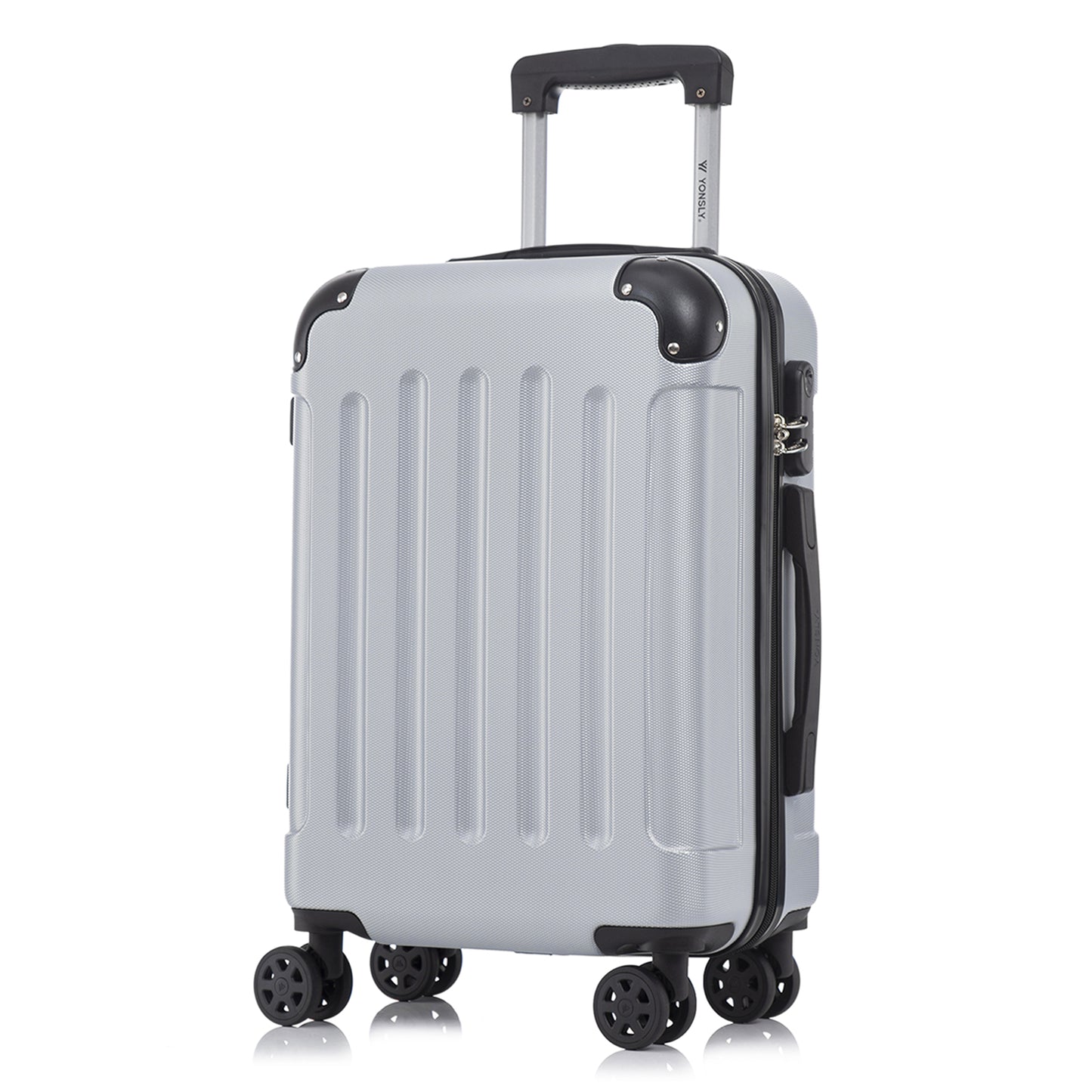 YONSLY® Suitcase, Trolley Travel Suitcase, Rolling Carry-on Luggage with 4 360° Wheels, ABS Hardshell, Security Lock, Soft Rubber Handle, 210D Lining