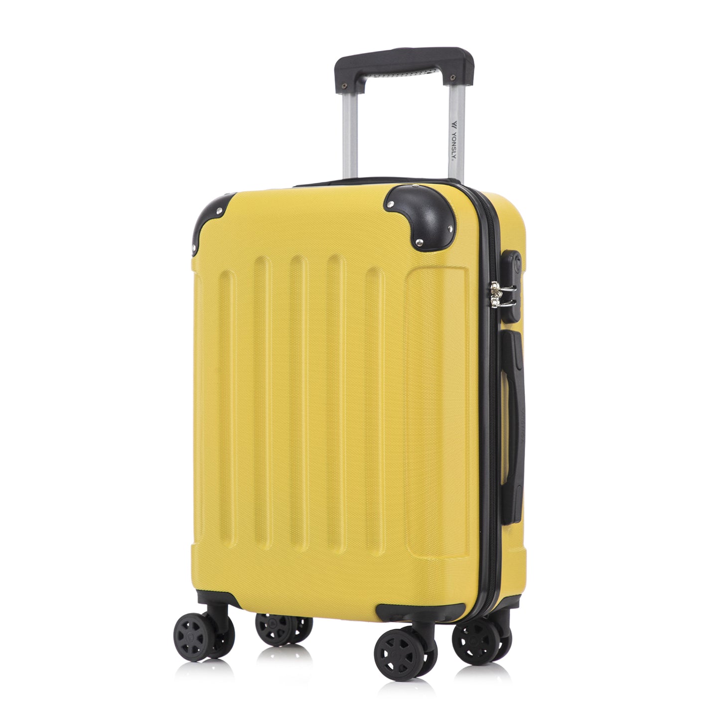 YONSLY® Suitcase, Trolley Travel Suitcase, Rolling Suitcase Carry-On with 4 360° Wheels, Hardshell Travel Suitcase, Combination Lock, Soft Rubber Handle