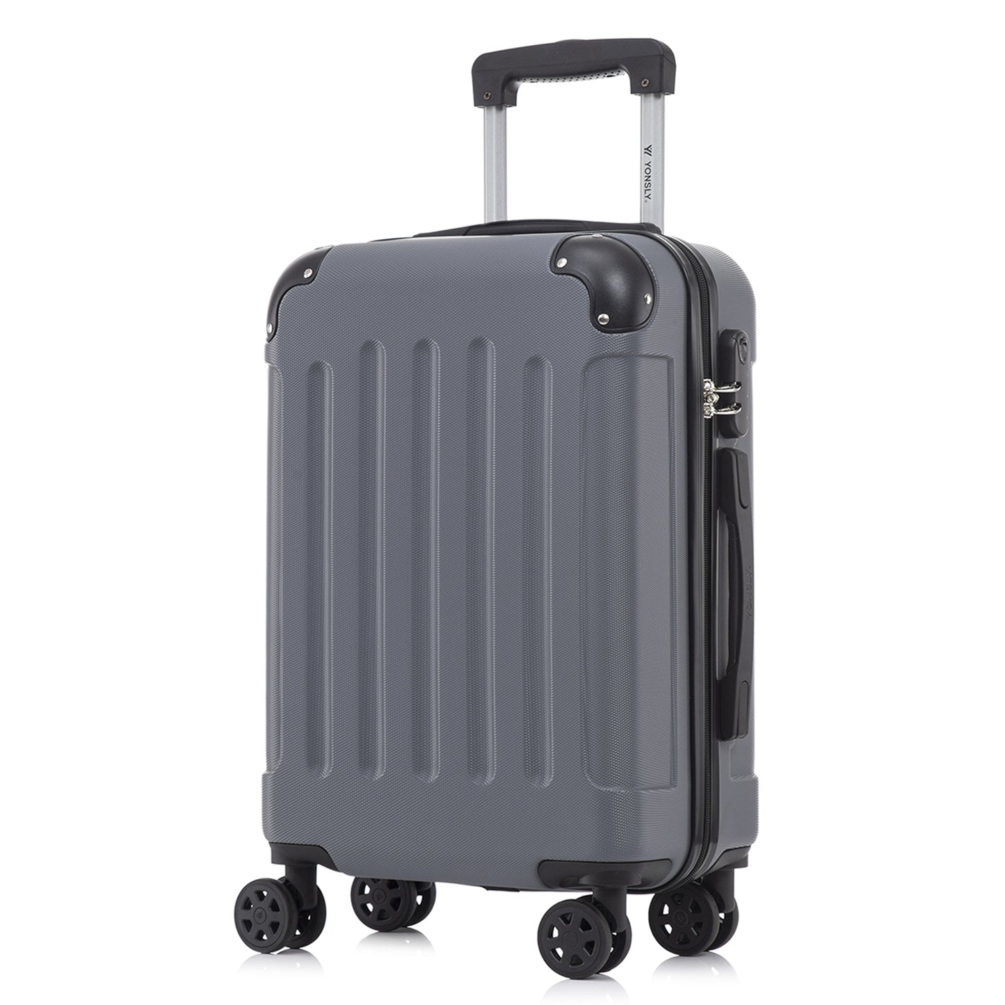 YONSLY® Suitcase, Trolley Travel Suitcase, Rolling Carry-on Luggage with 4 360° Wheels, ABS Hardshell, Security Lock, Soft Rubber Handle, 210D Lining