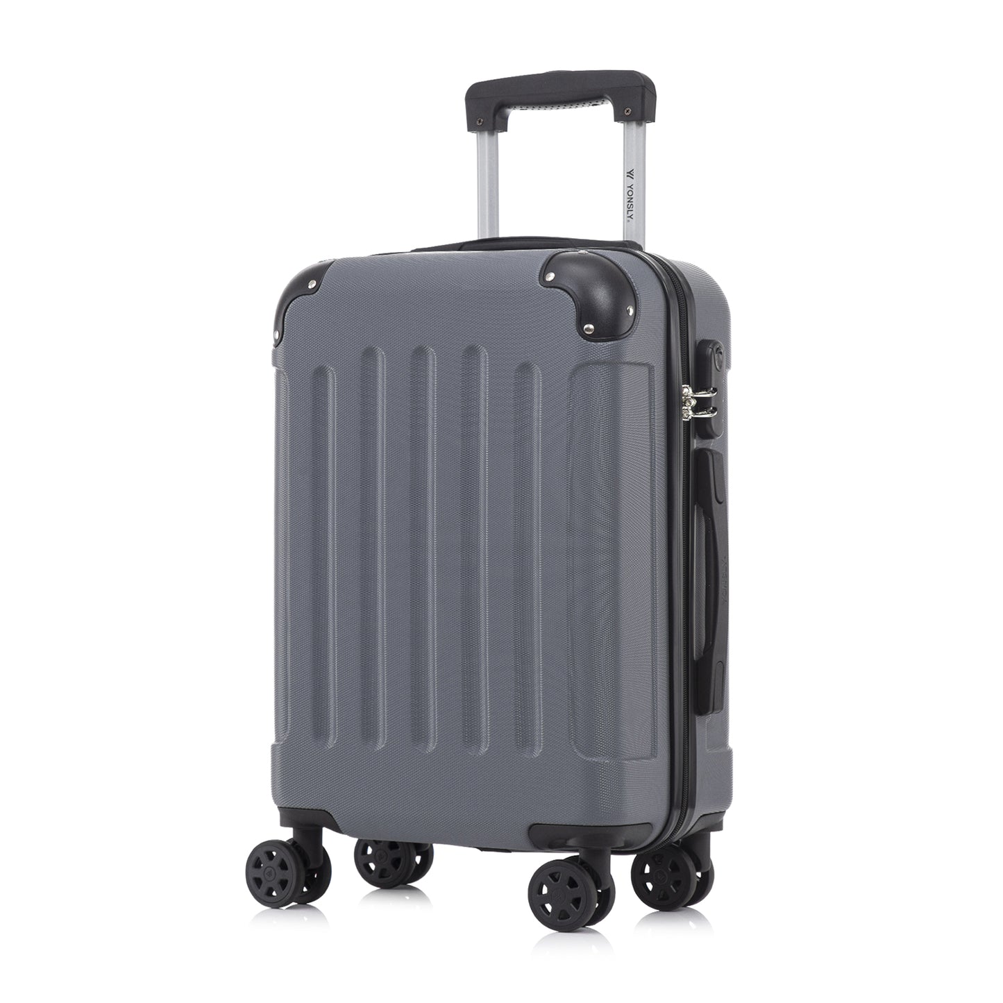 YONSLY® Suitcase, Trolley Travel Suitcase, Rolling Suitcase Carry-On with 4 360° Wheels, Hardshell Travel Suitcase, Combination Lock, Soft Rubber Handle