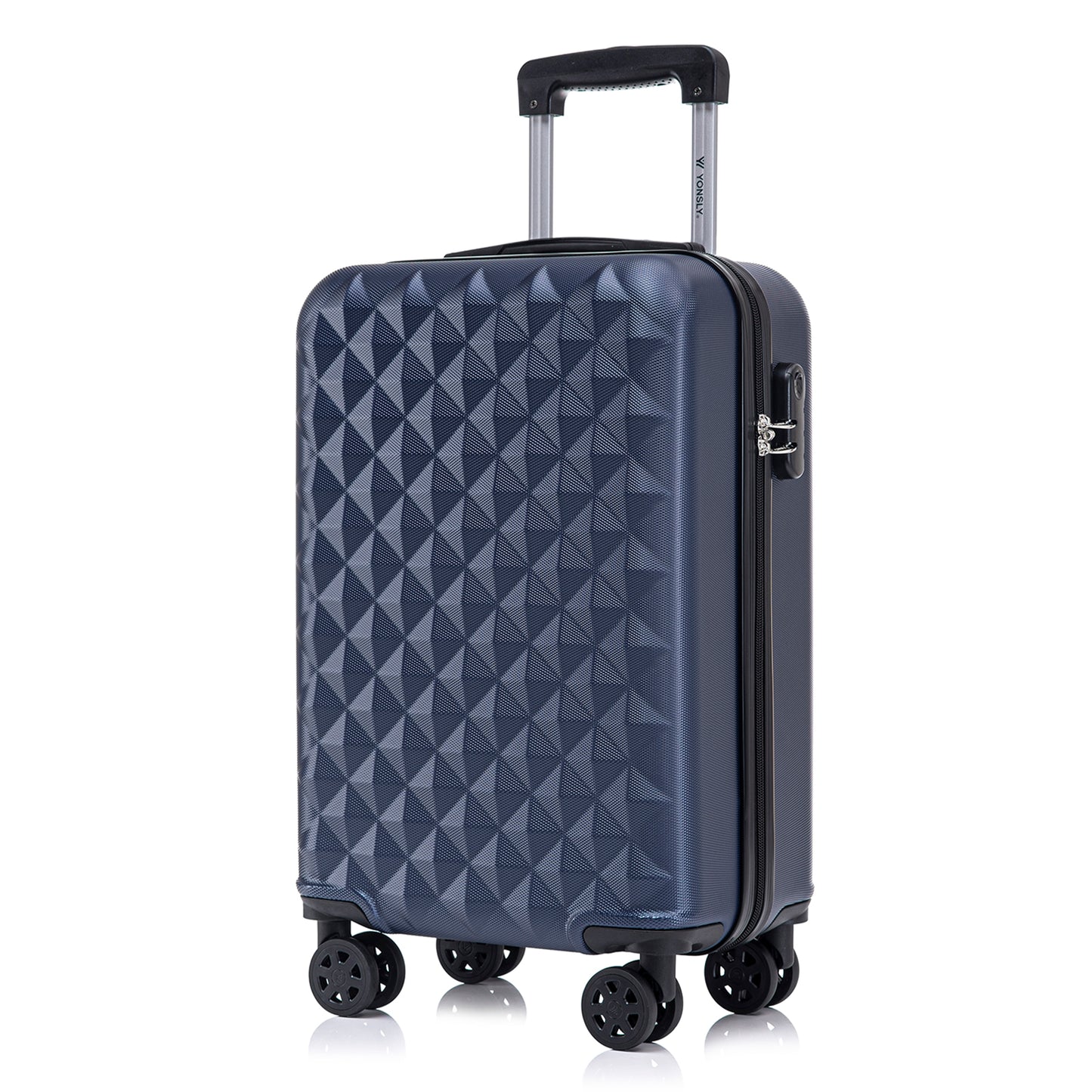 YONSLY® Suitcase, Trolley Travel Suitcase, Cabin Case Rolling Luggage Hand Luggage with 4 360° Wheels, Hard Shell Travel Suitcase, Combination Lock, Soft Rubber Handle