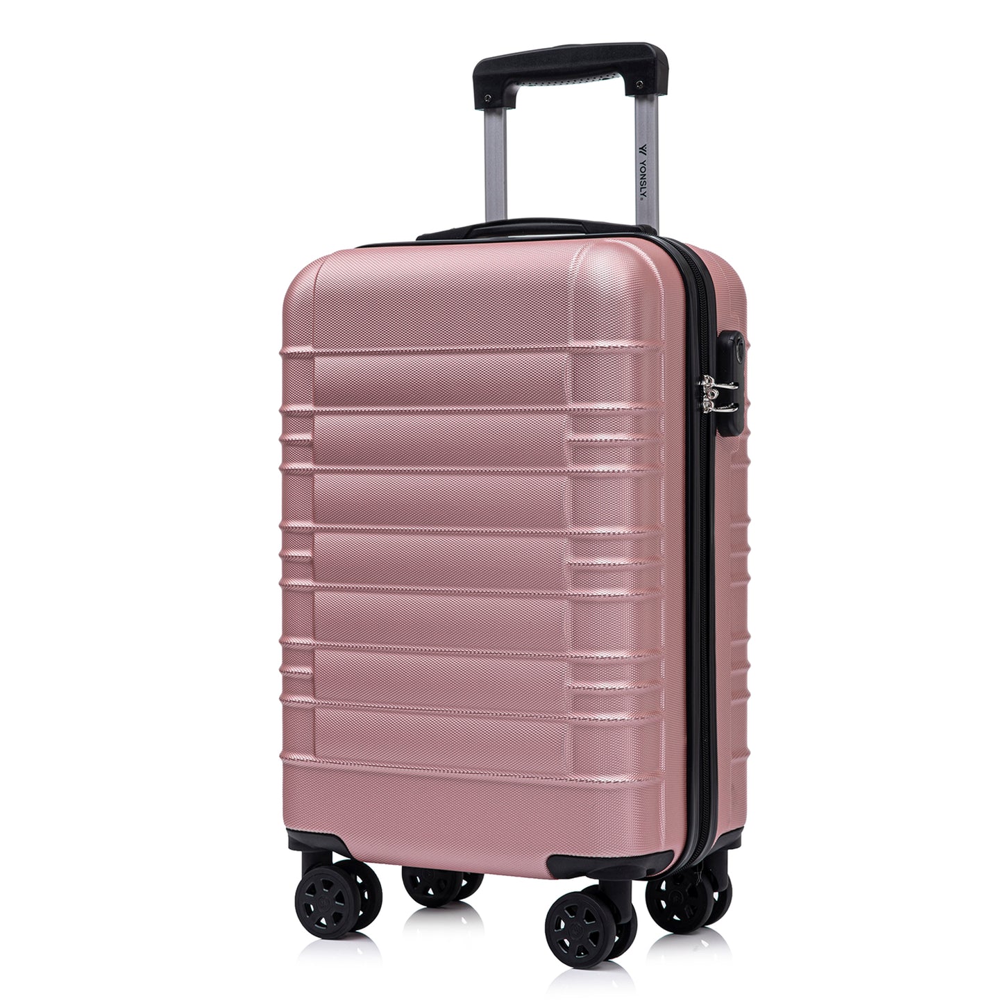 YONSLY® Suitcase, Trolley Suitcase, Cabin Luggage with 4 360° Wheels, Hardshell Suitcase, Combination Lock, Soft Rubber Handle