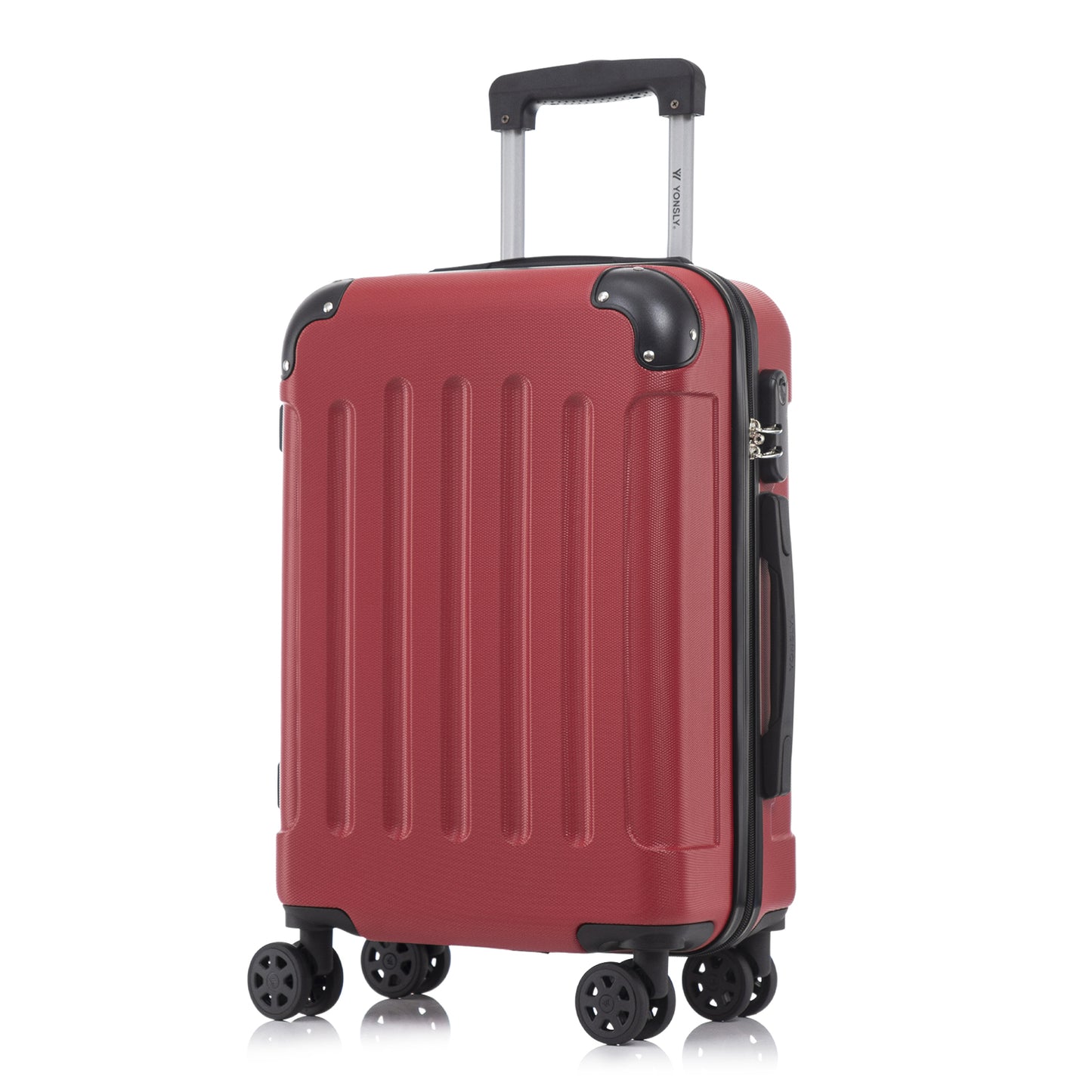 YONSLY® Suitcase, Trolley Travel Suitcase, Rolling Suitcase Carry-On with 4 360° Wheels, Hardshell Travel Suitcase, Combination Lock, Soft Rubber Handle