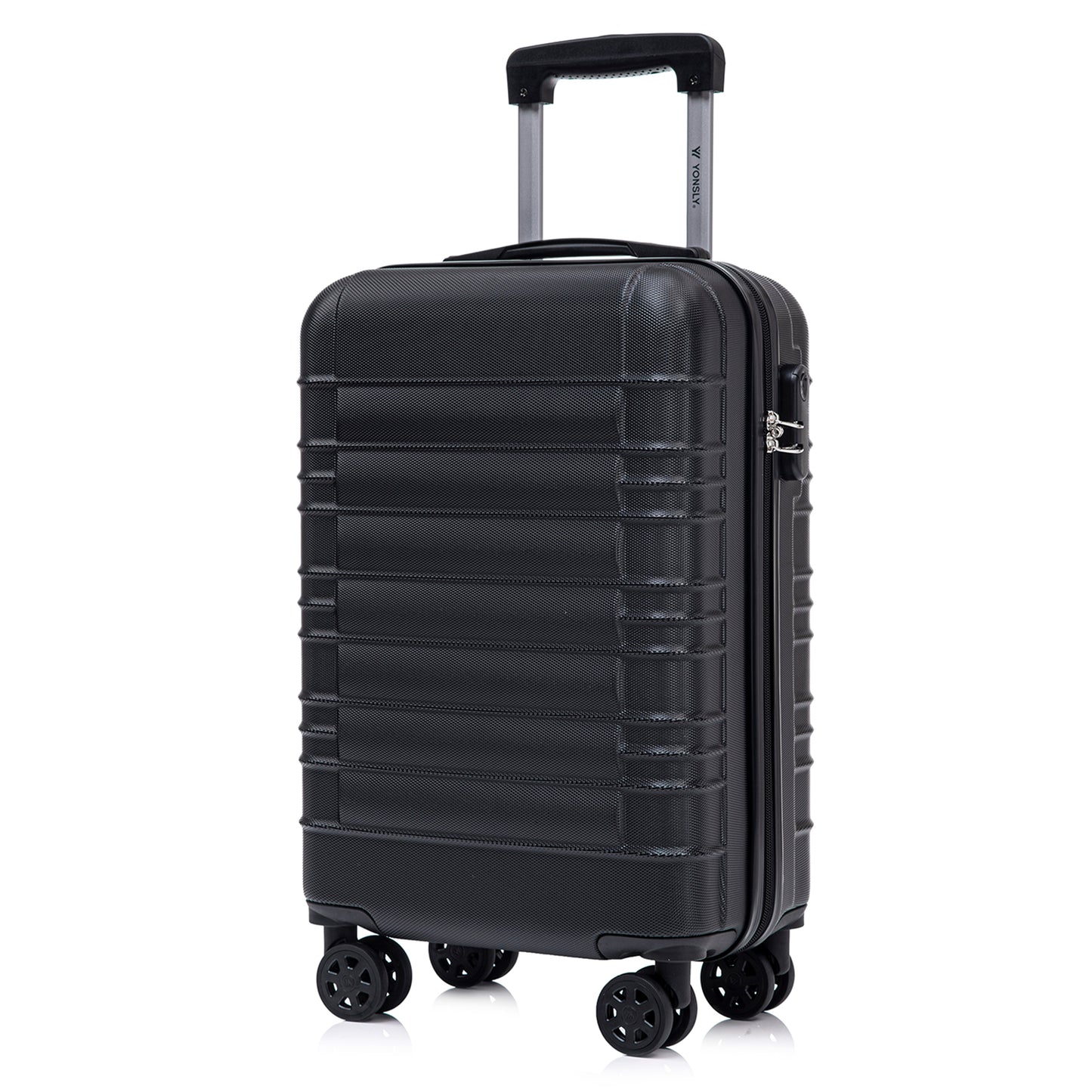 YONSLY® Suitcase, Trolley Suitcase, Cabin Luggage with 4 360° Wheels, Hardshell Suitcase, Combination Lock, Soft Rubber Handle