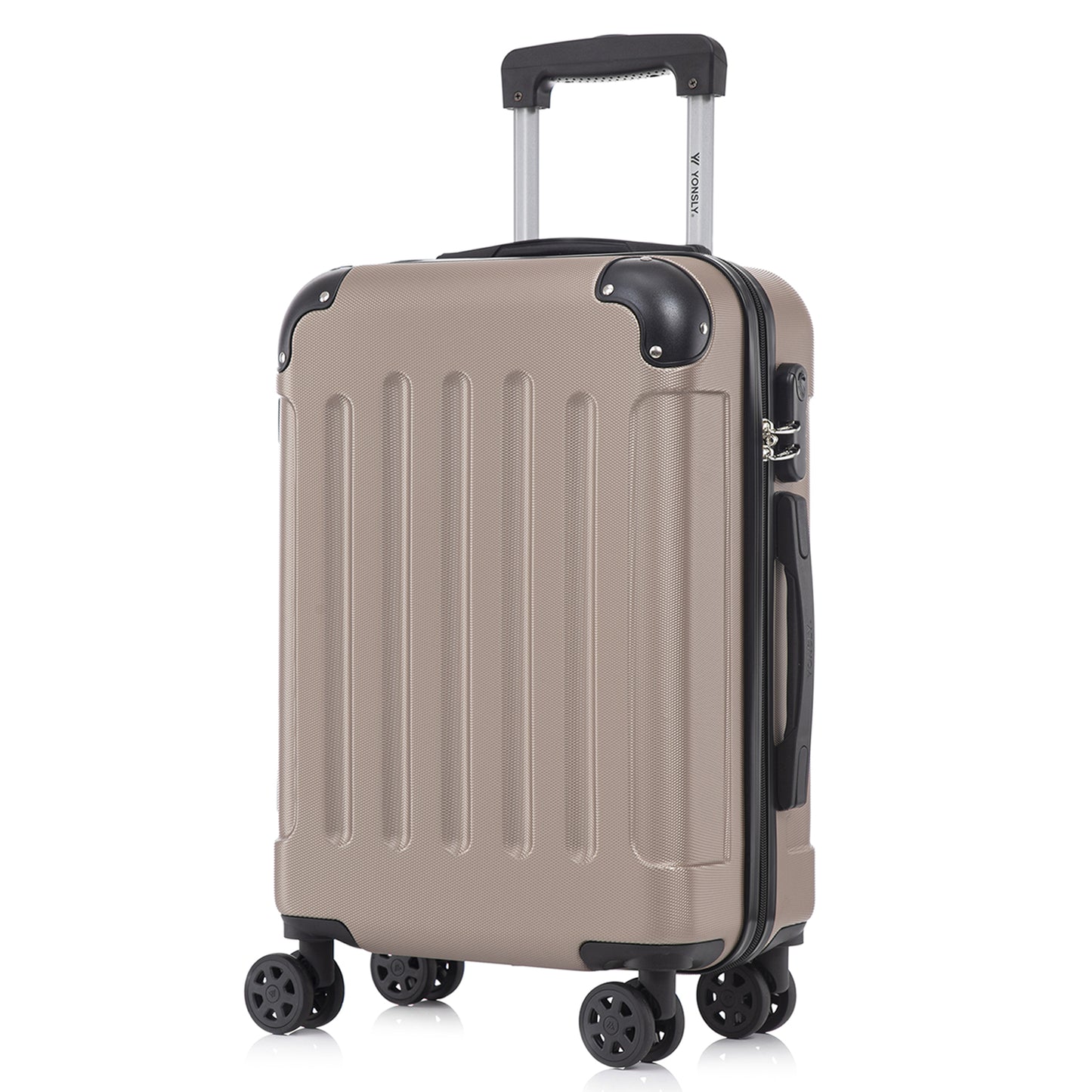 YONSLY® Suitcase, Trolley Travel Suitcase, Rolling Carry-on Luggage with 4 360° Wheels, ABS Hardshell, Security Lock, Soft Rubber Handle, 210D Lining